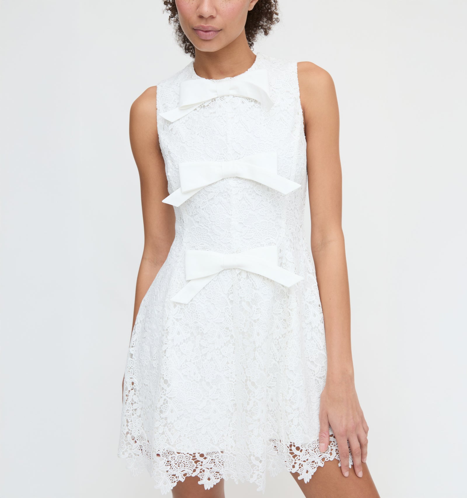 The Blythe Bow Dress in White Lace