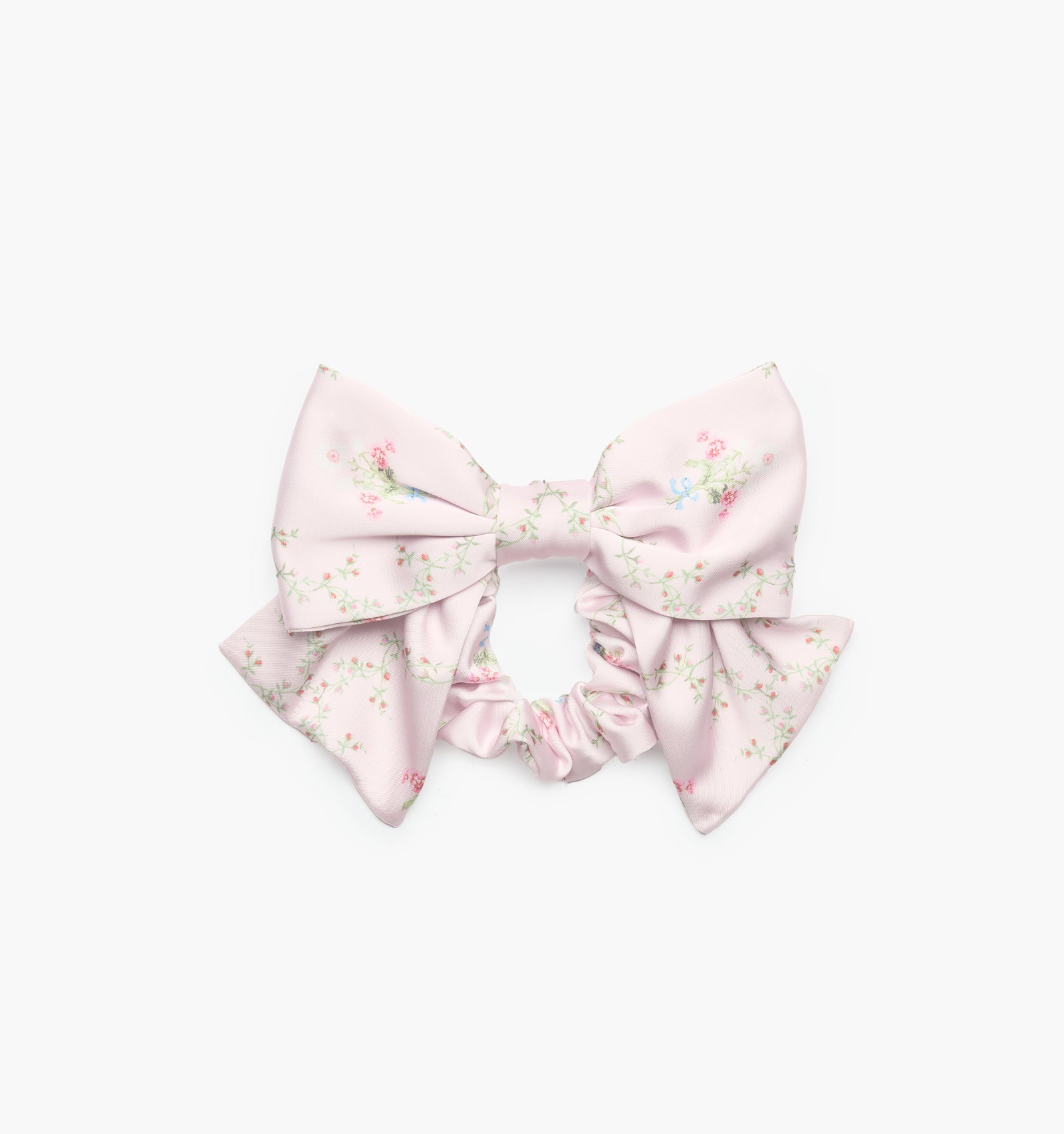 The Bow Scrunchie in Light Pink Trellis