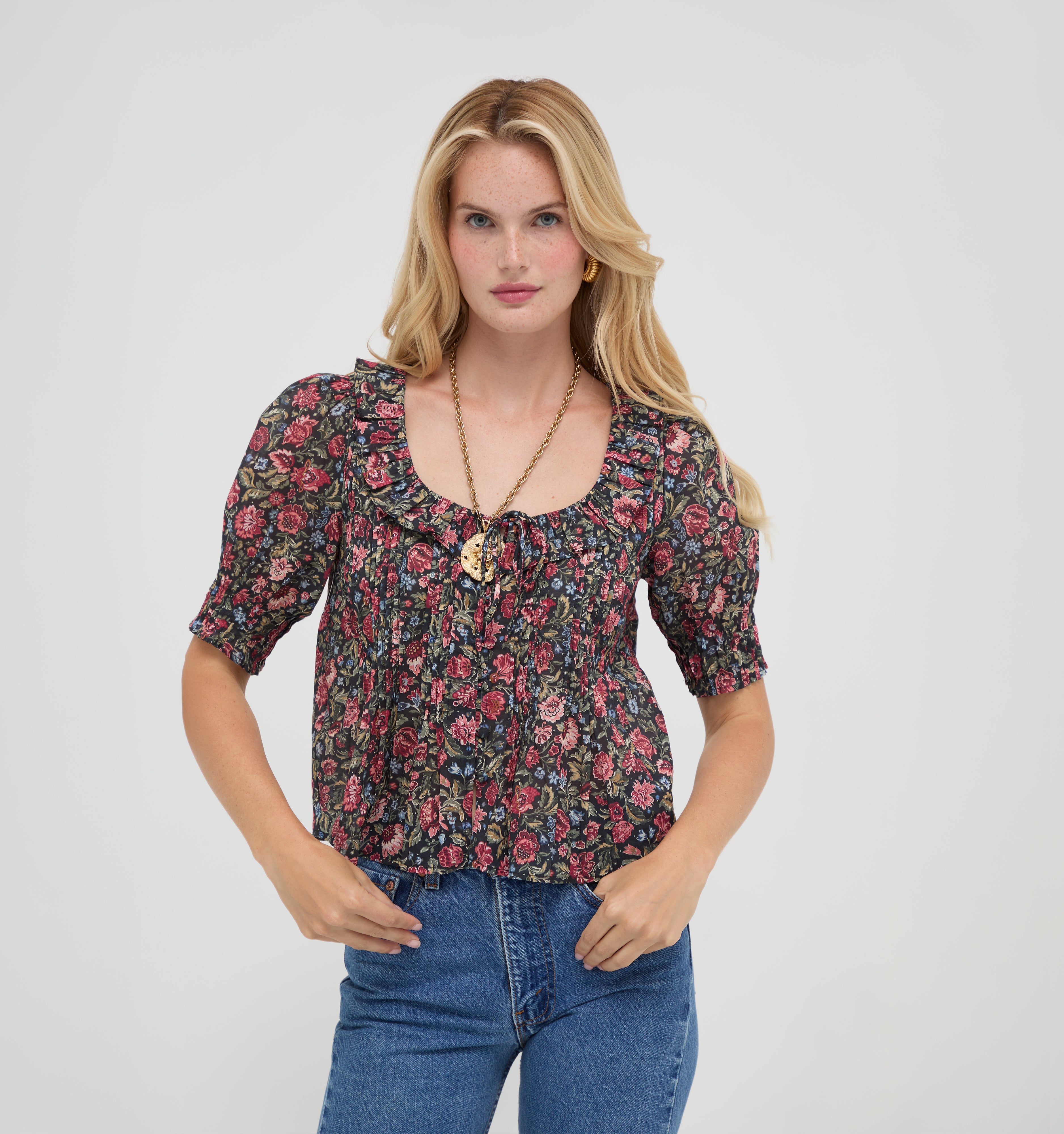 トップス House on the hill Camisol (Clover) 110 The Camri Top - Jacobean Sprig – Hill House Home
