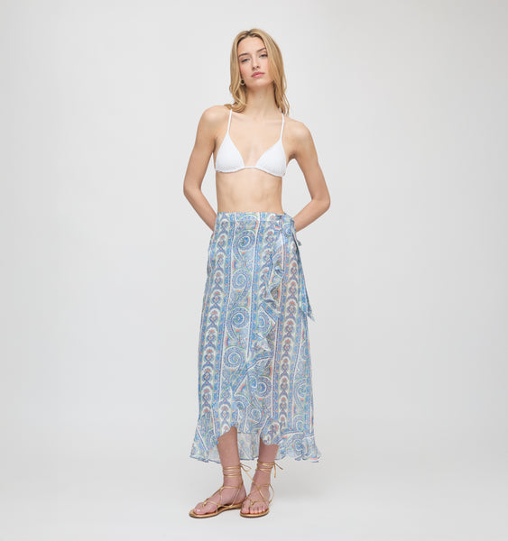 The Carlyle Skirt - Blue Corsica Paisley – Hill House Home
