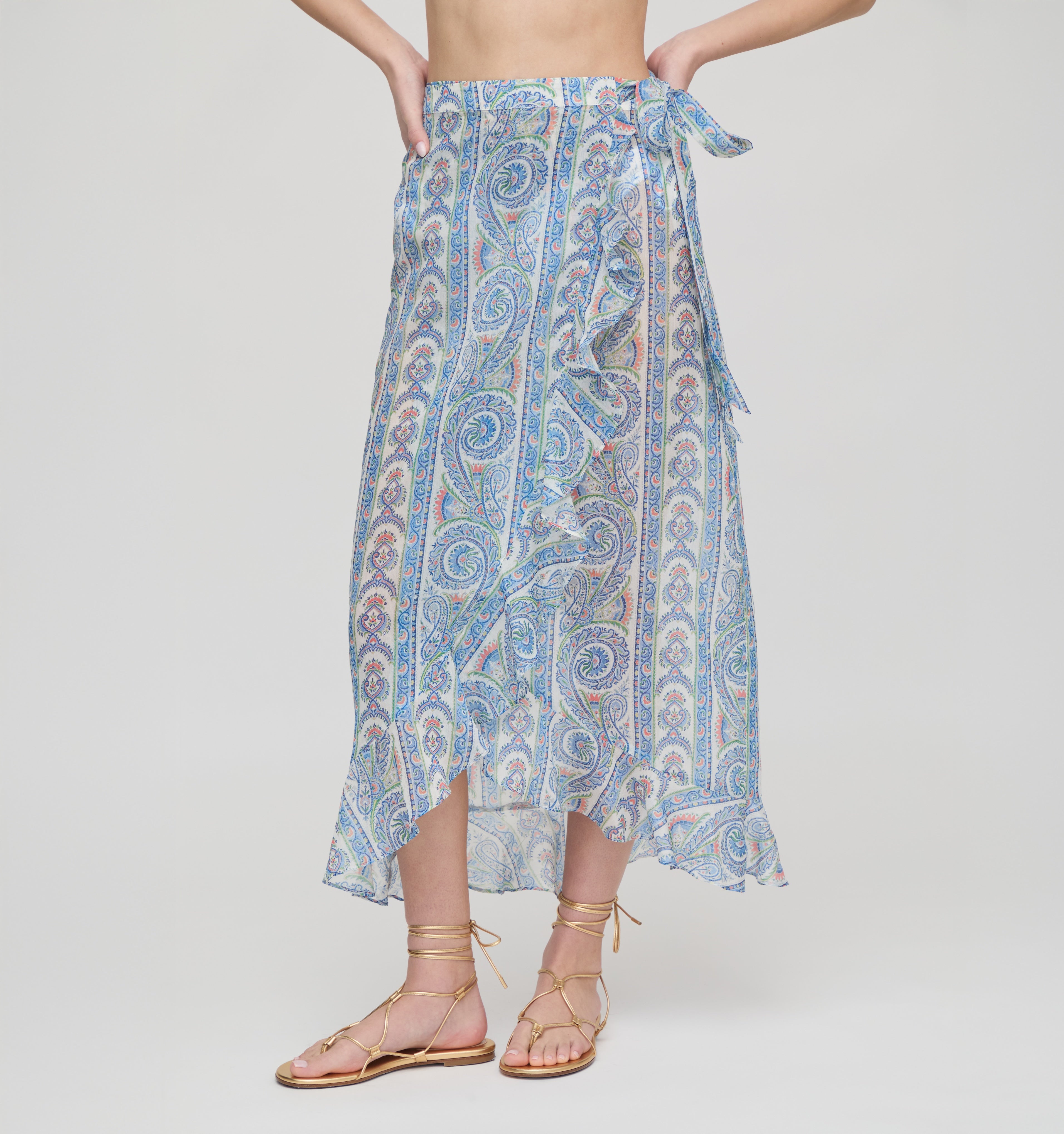 The Carlyle Skirt - Blue Corsica Paisley