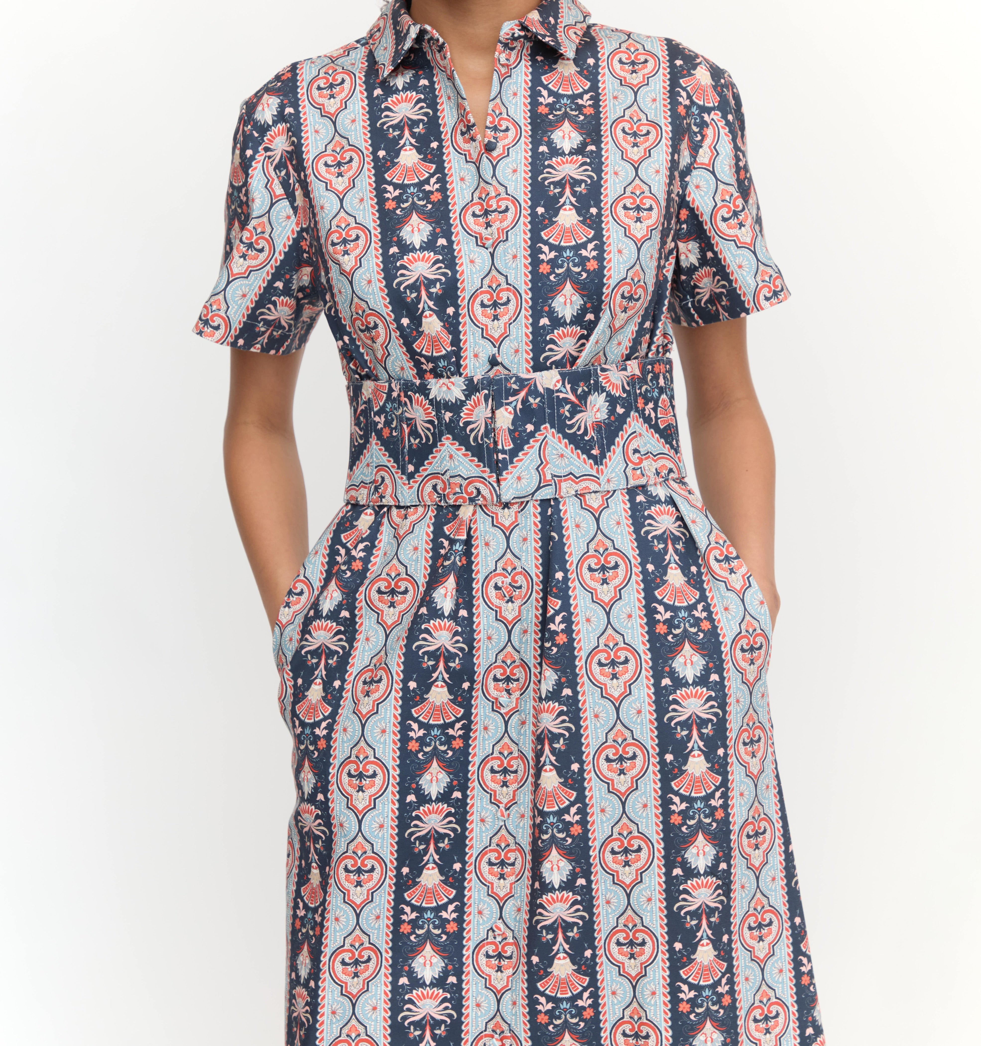 The Carolina Shirt Dress - Navy Emma Stripe