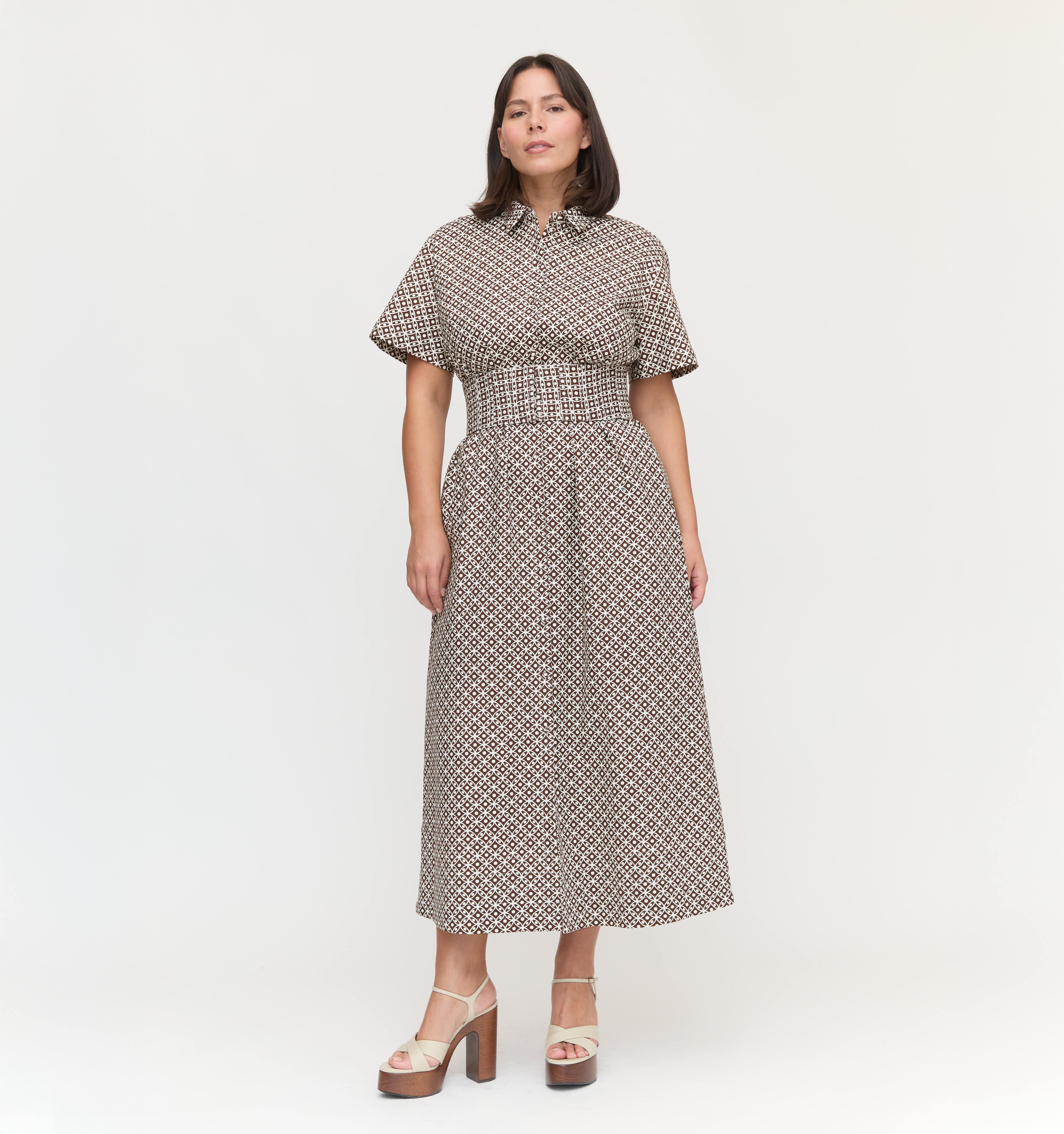 The Carolina Shirt Dress - Chocolate Circular Lattice