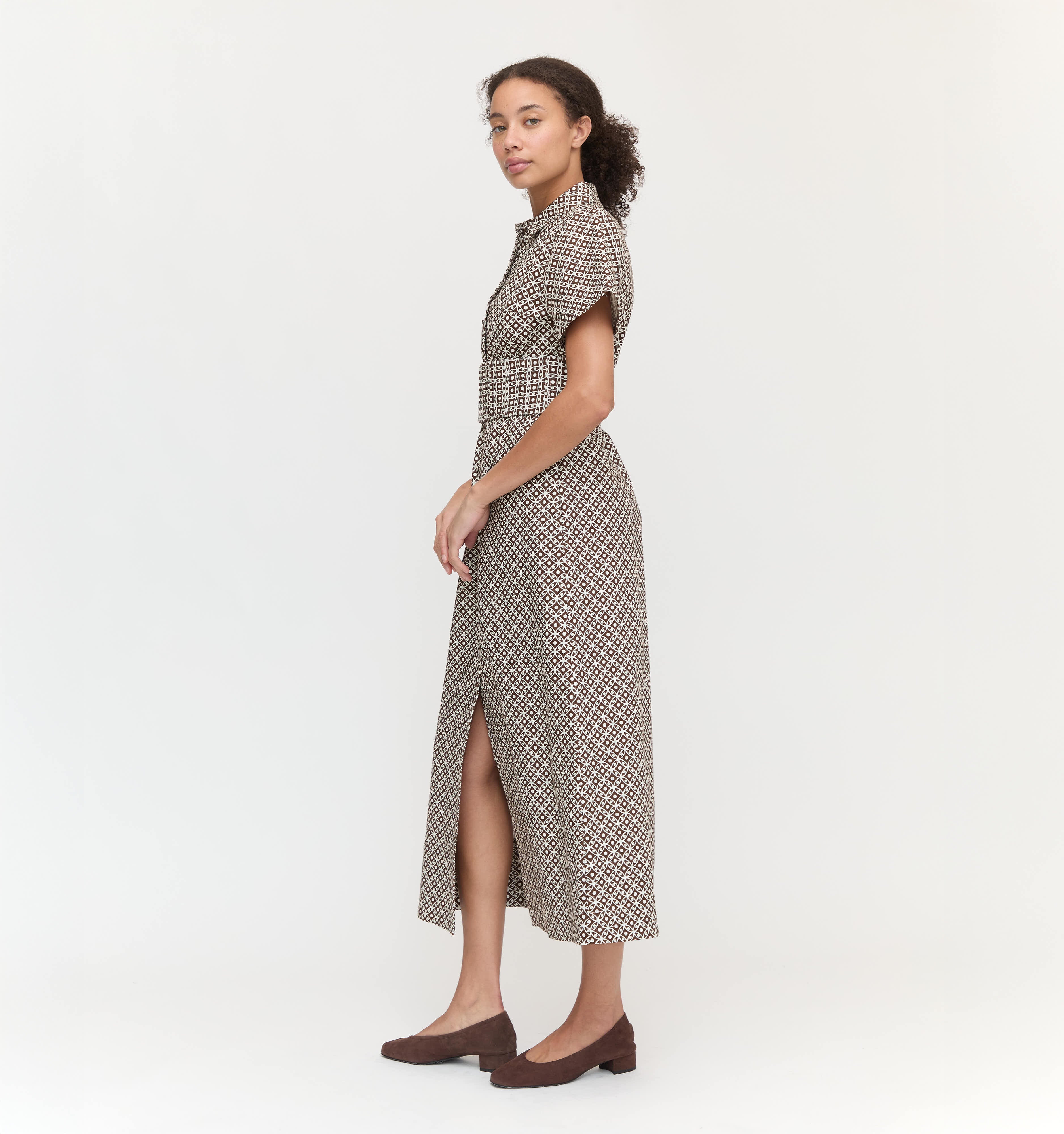 The Carolina Shirt Dress - Chocolate Circular Lattice