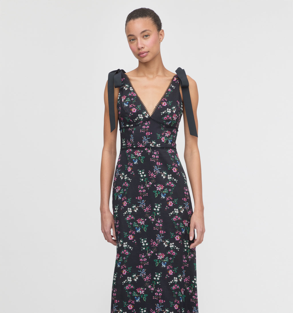 The Cassie Dress - Navy Scallop Bow Chintz  Hill House Home