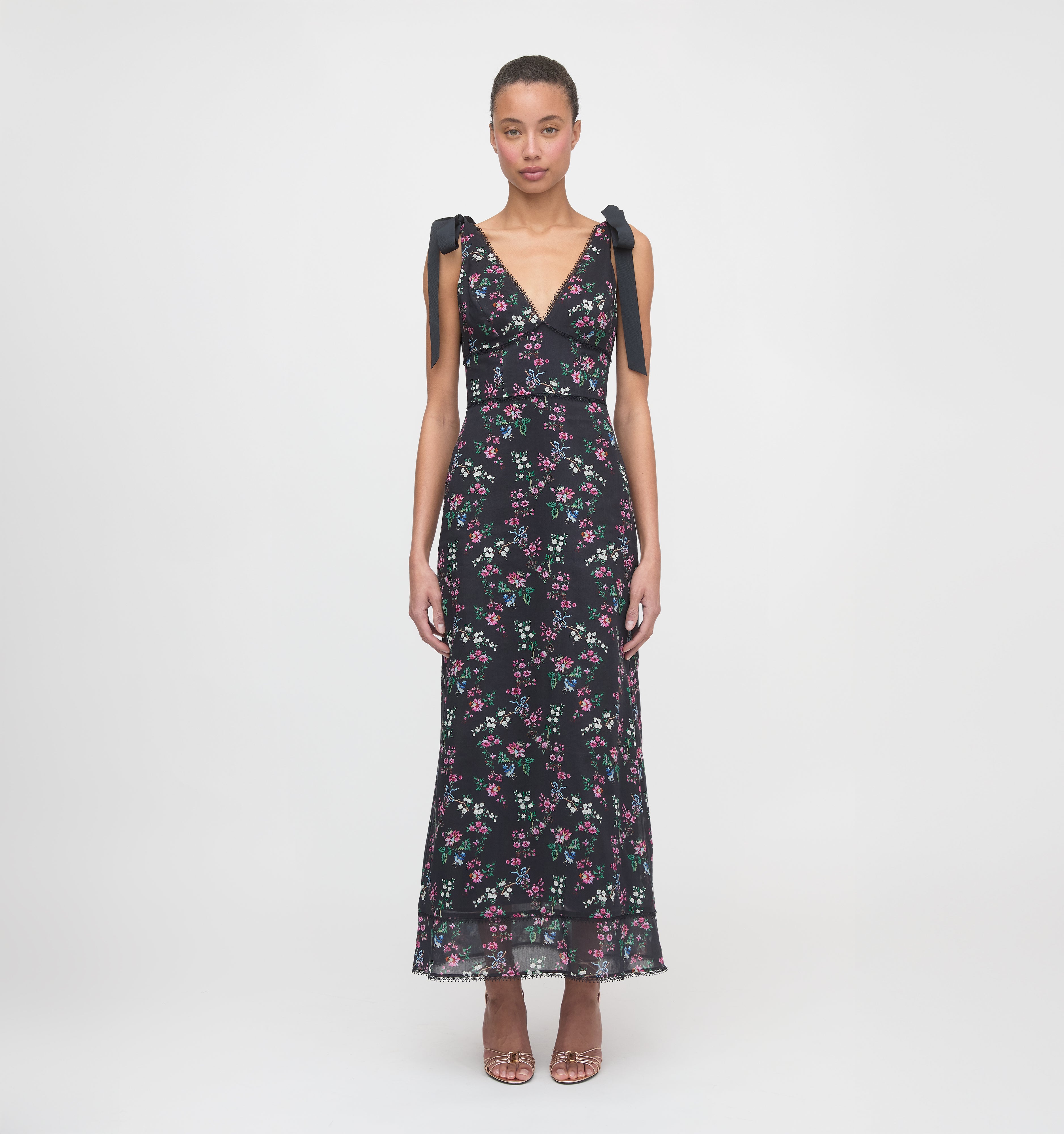 The Cassie Dress - Navy Scallop Bow Chintz