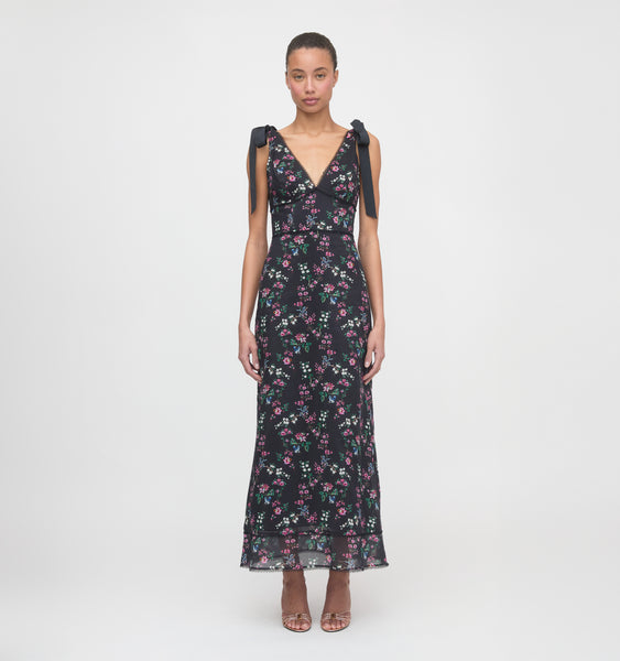 The Cassie Dress - Navy Scallop Bow Chintz – Hill House Home