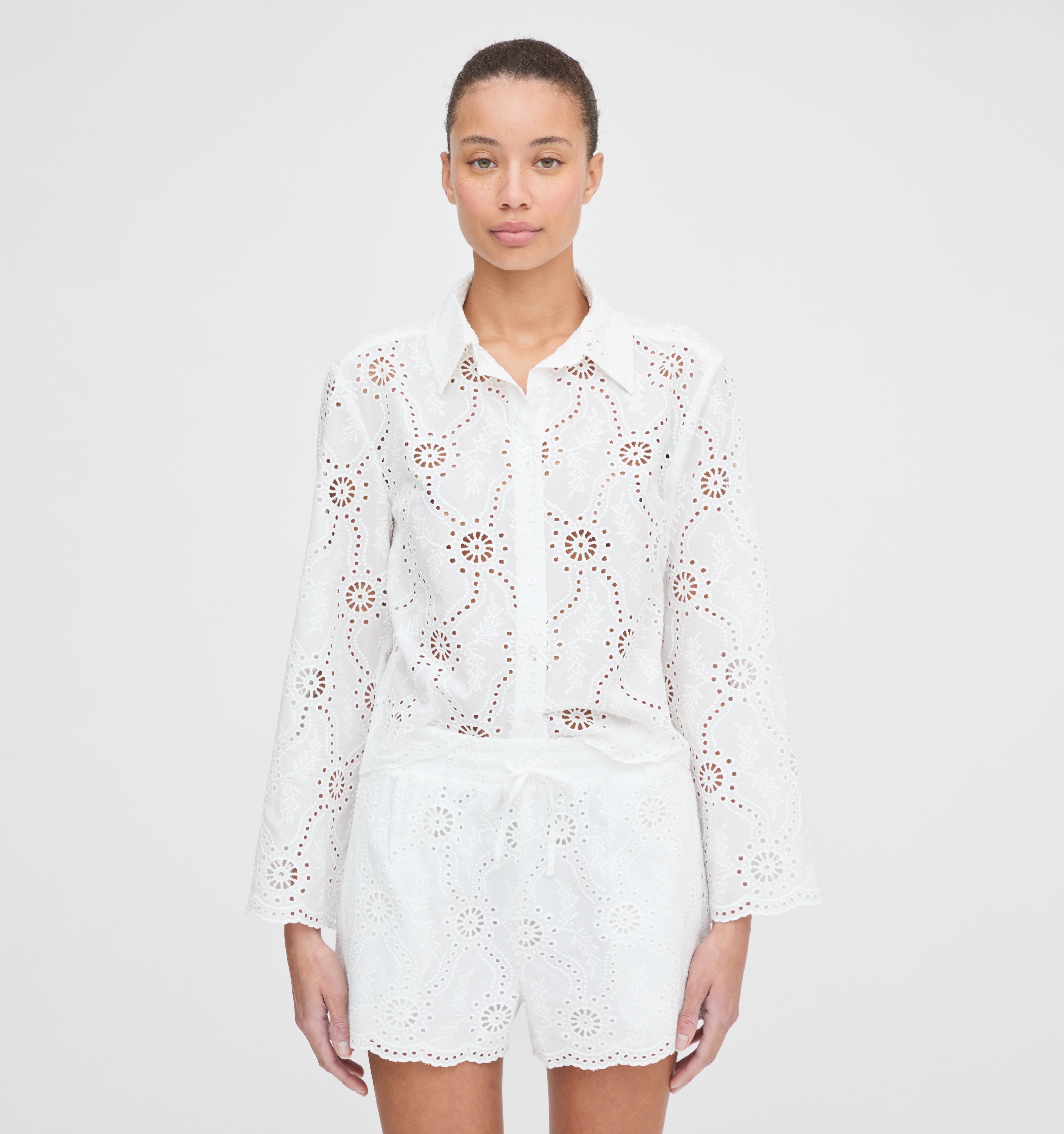 The Celia Top - White Trellis Broderie