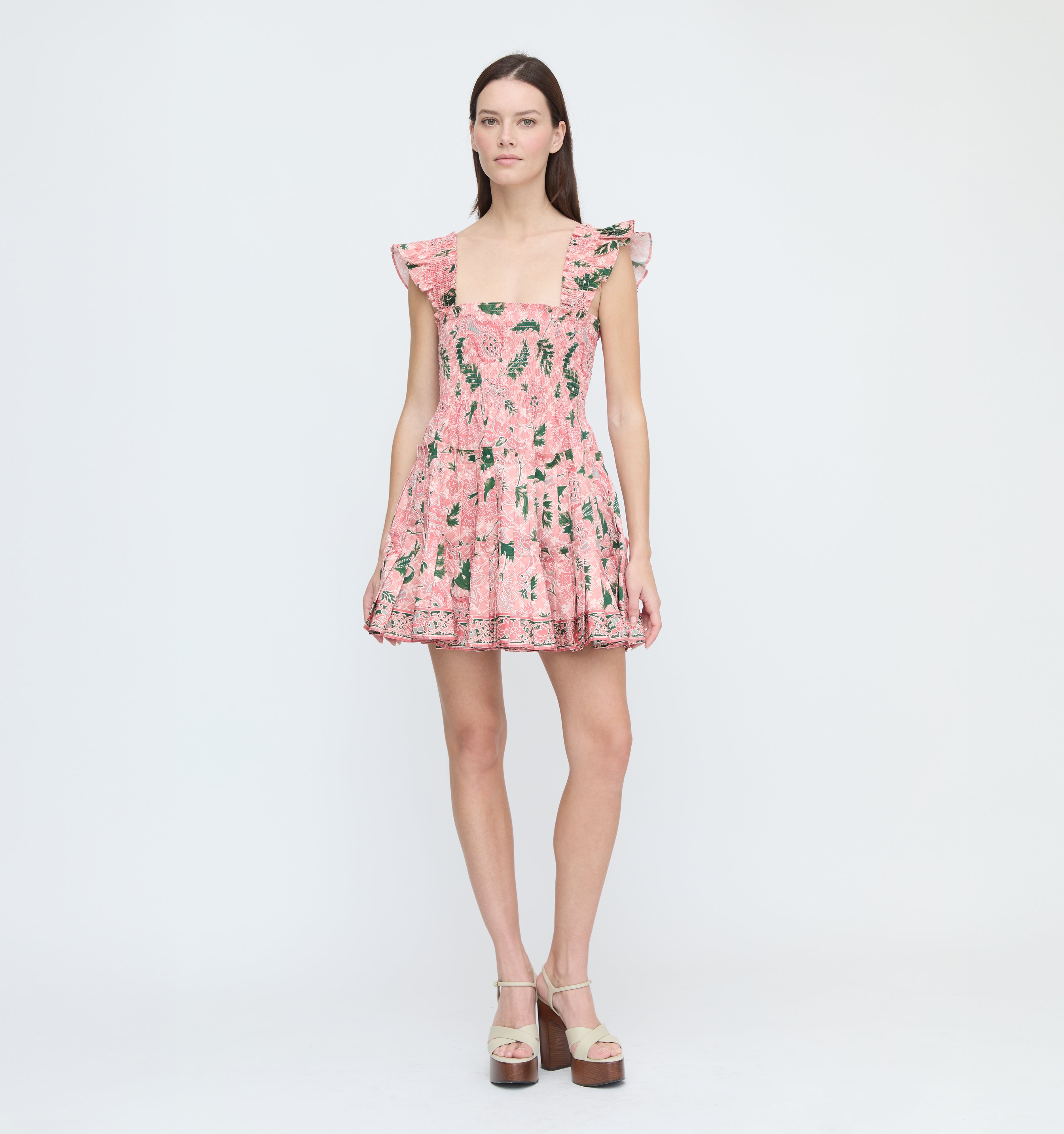 The Charlotte Nap Dress - Rose Calico Trellis