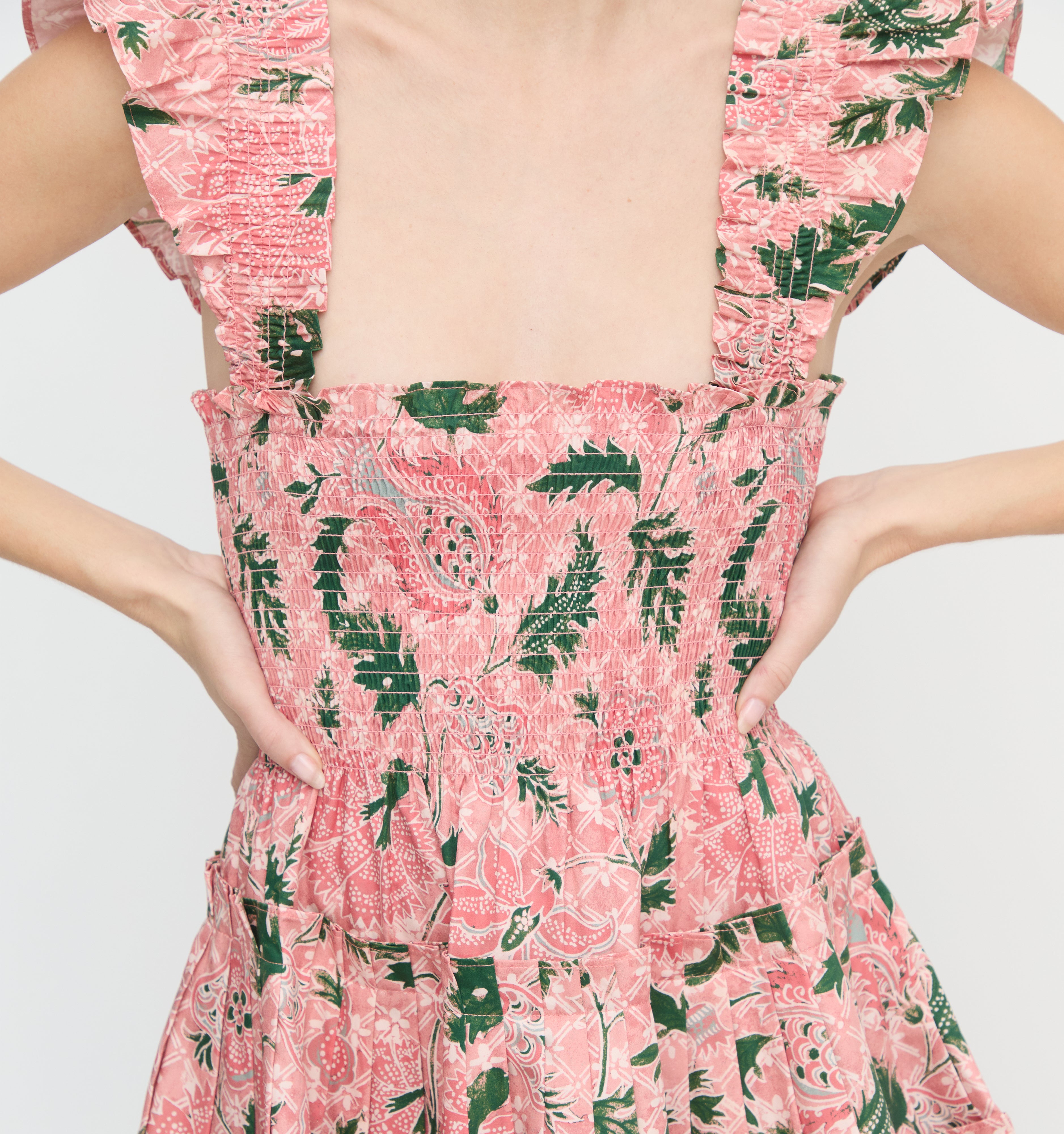 The Charlotte Nap Dress - Rose Calico Trellis