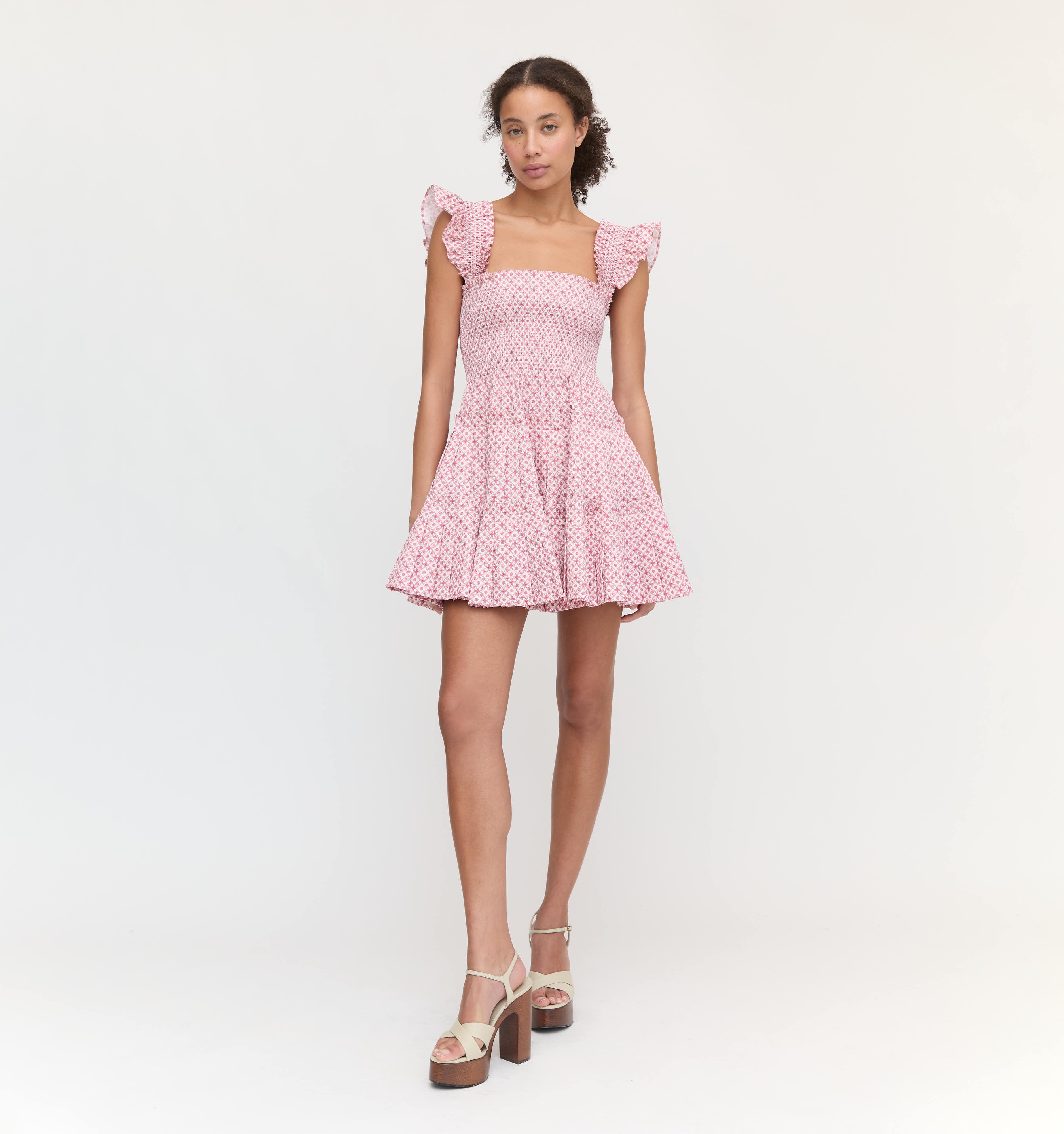 The Charlotte Nap Dress - Rose Circular Lattice