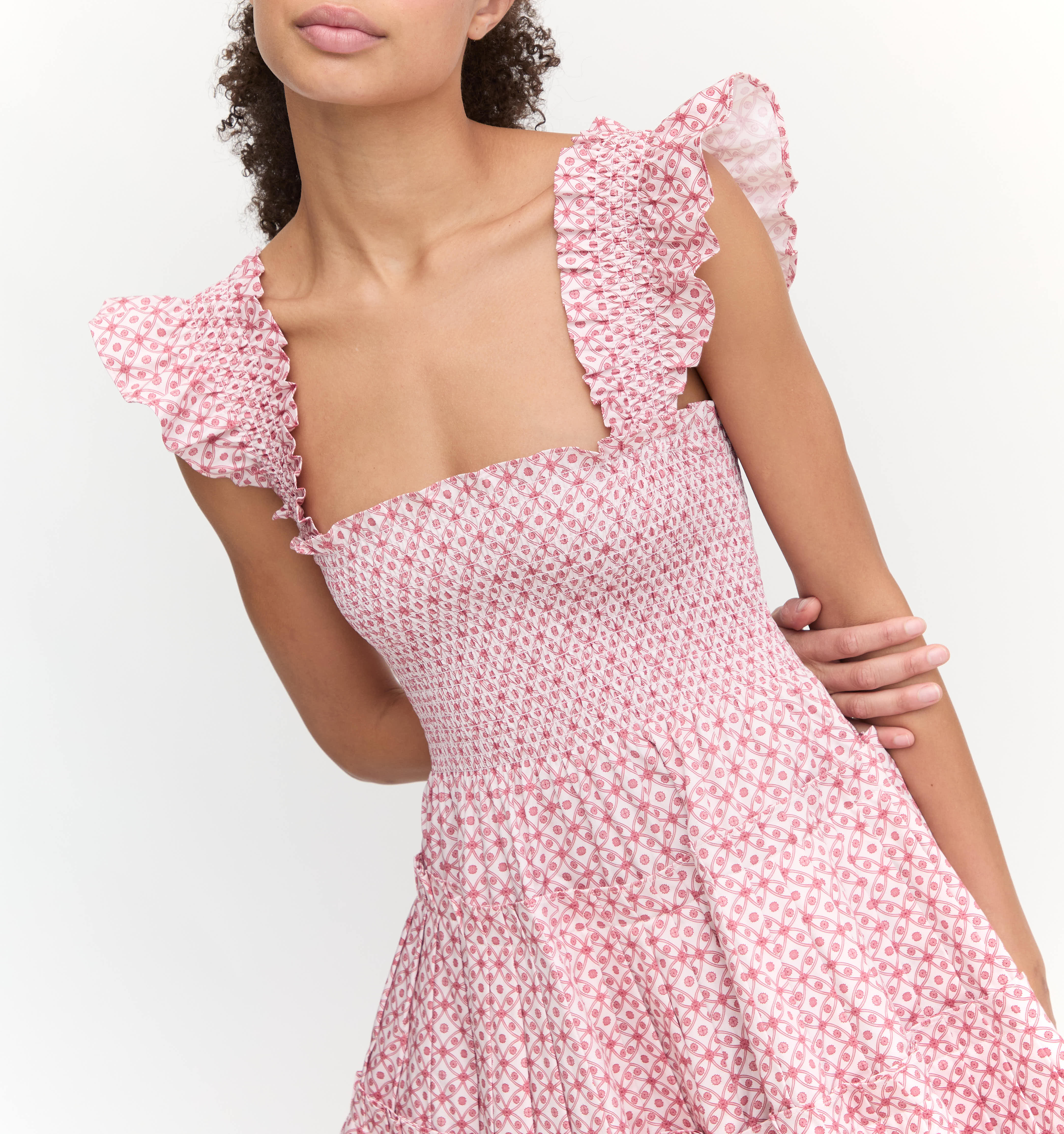 The Charlotte Nap Dress - Rose Circular Lattice