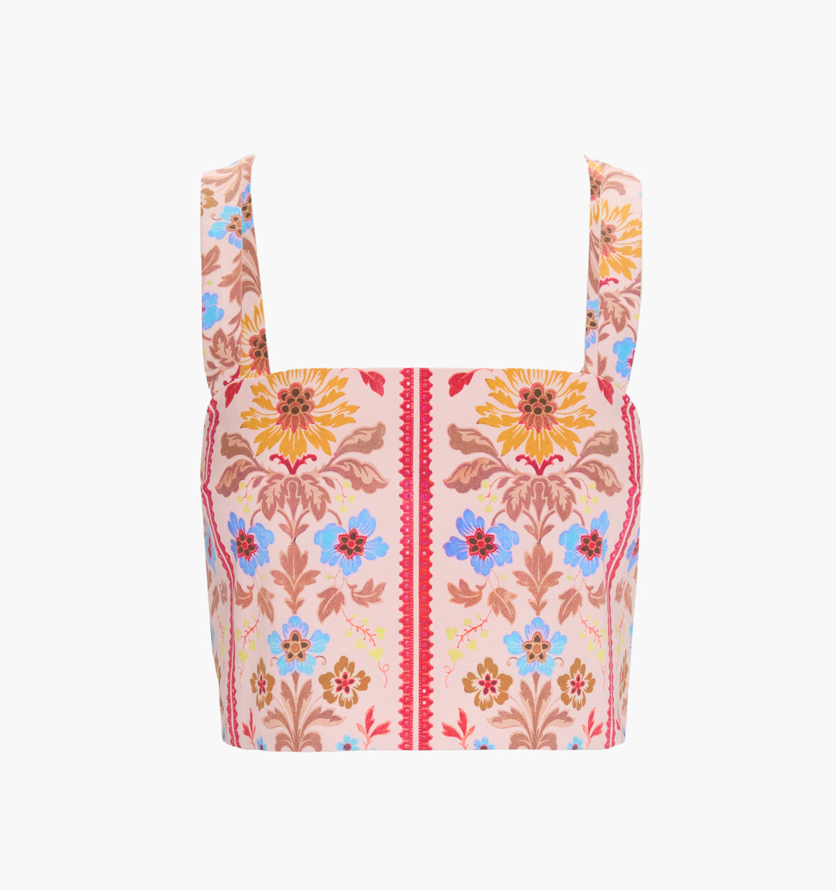 The Clara Crop Top - Pink Floral Block Stripe