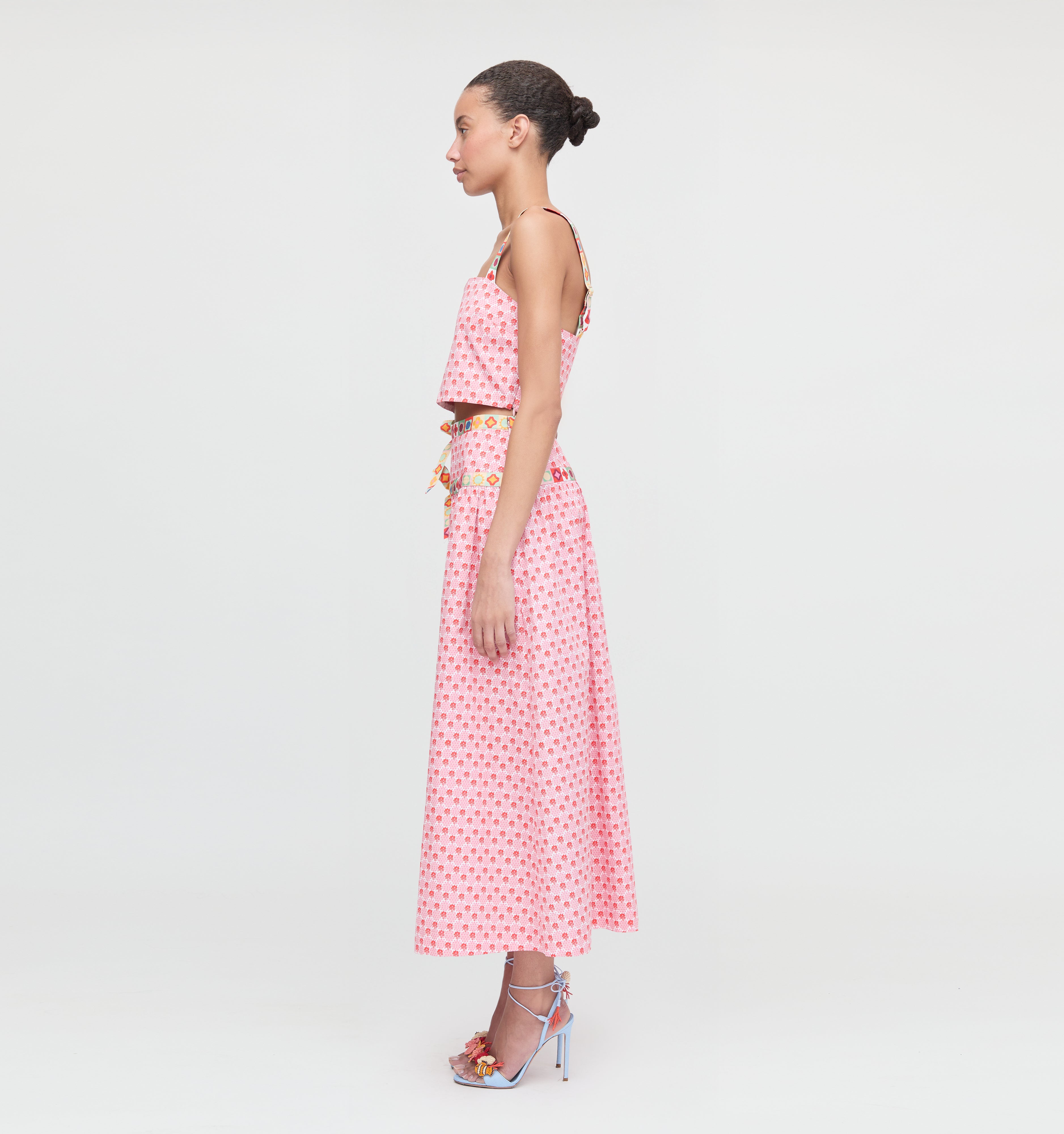 The Clara Crop Top - Pink Cala Check
