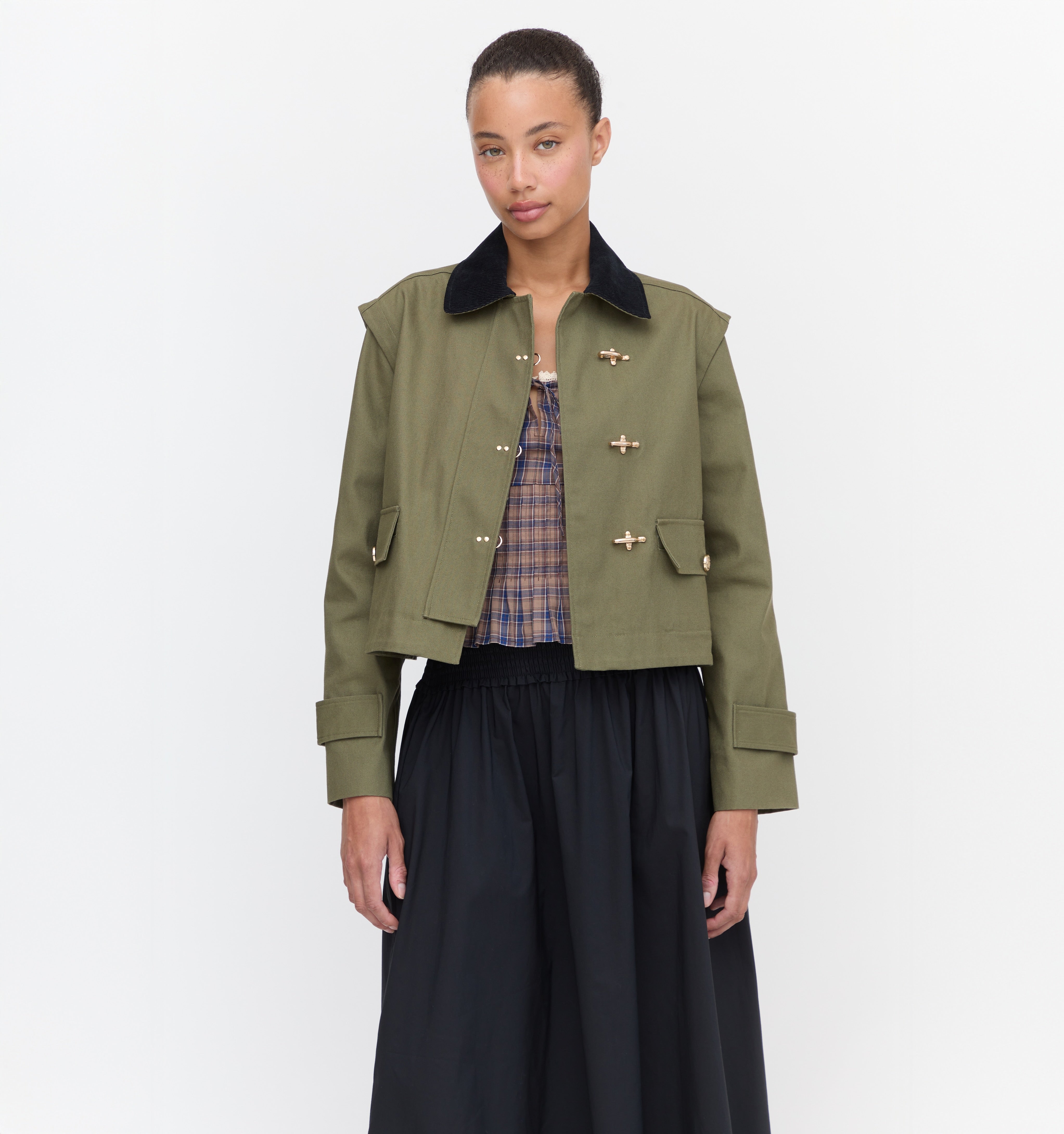 The Clarisse Jacket in Olive Canvas color: Olive Canvas