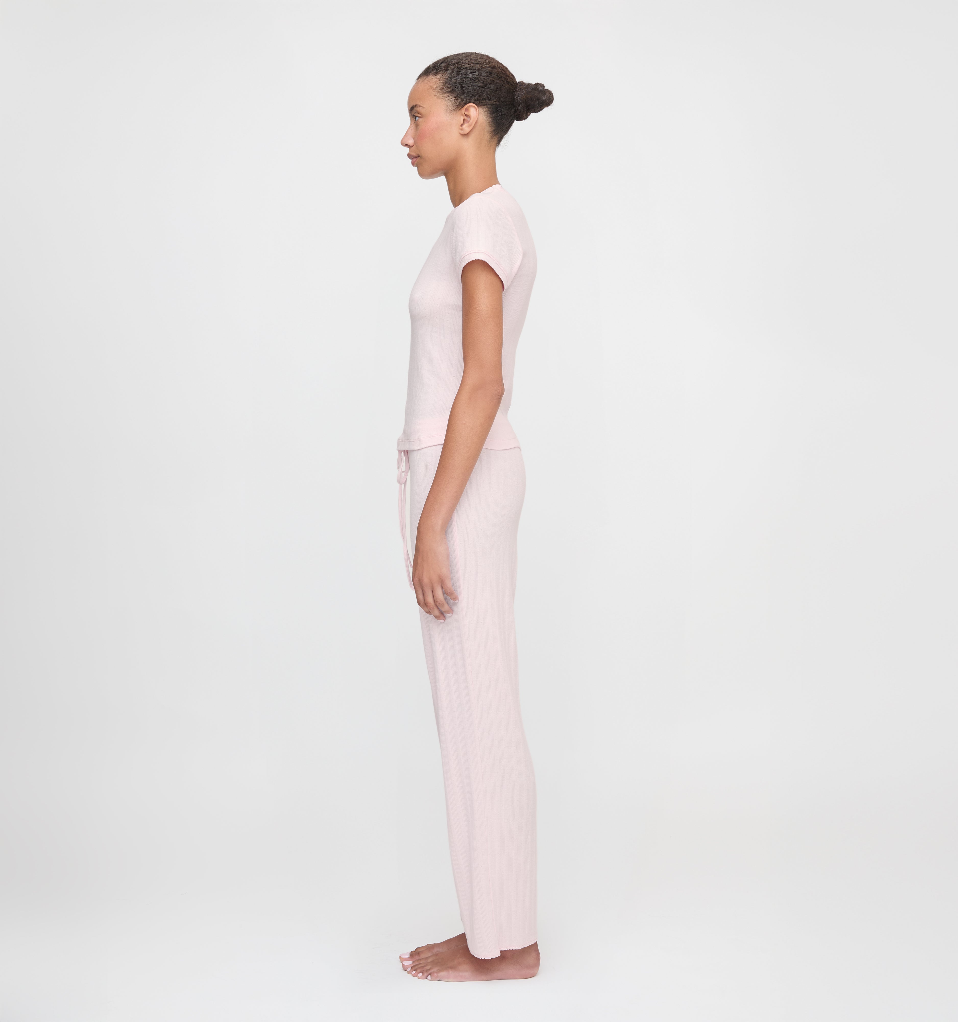 The Cleo Pointelle Set in Light Pink color: Light Pink