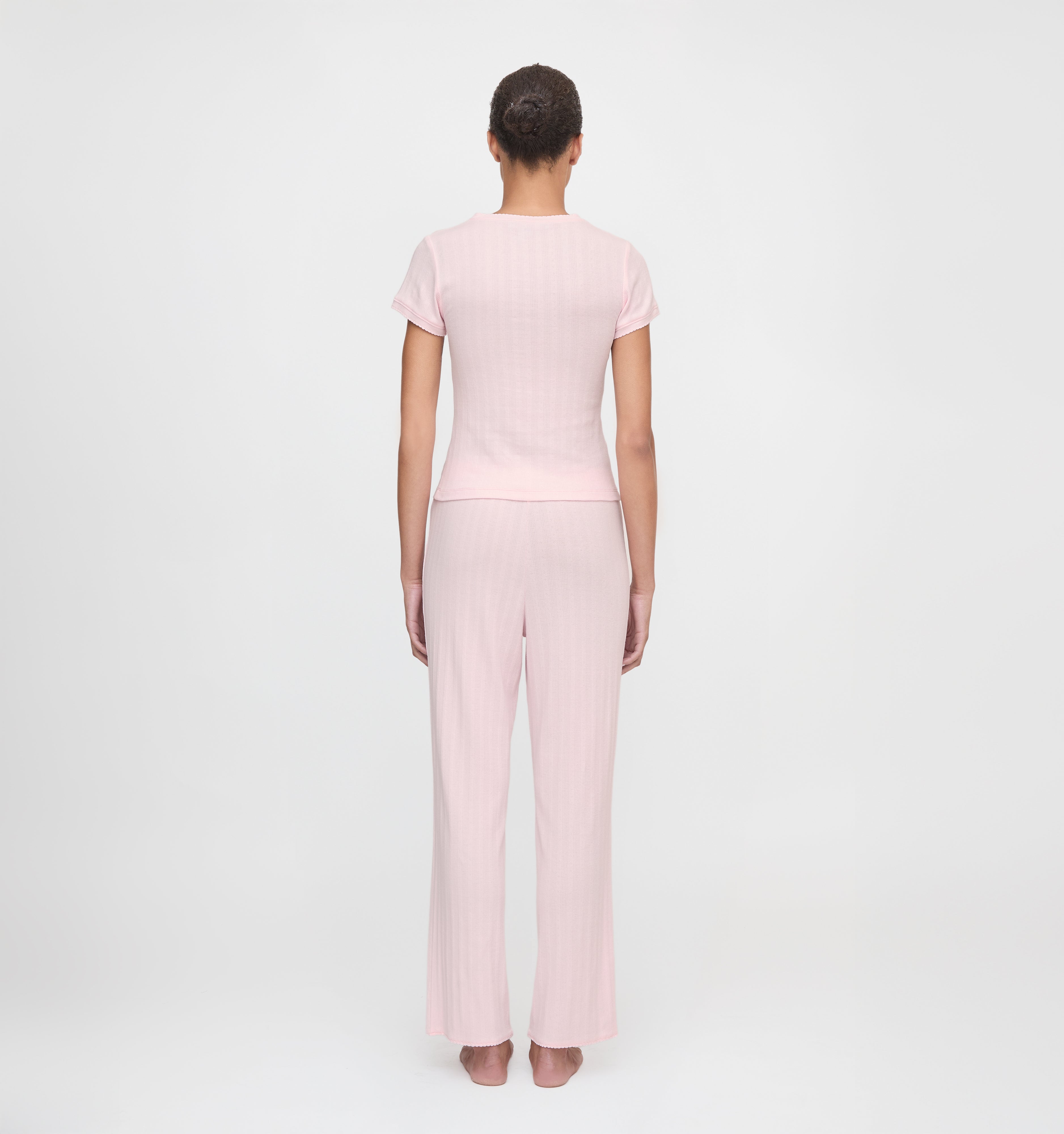 The Cleo Pointelle Set in Light Pink color: Light Pink