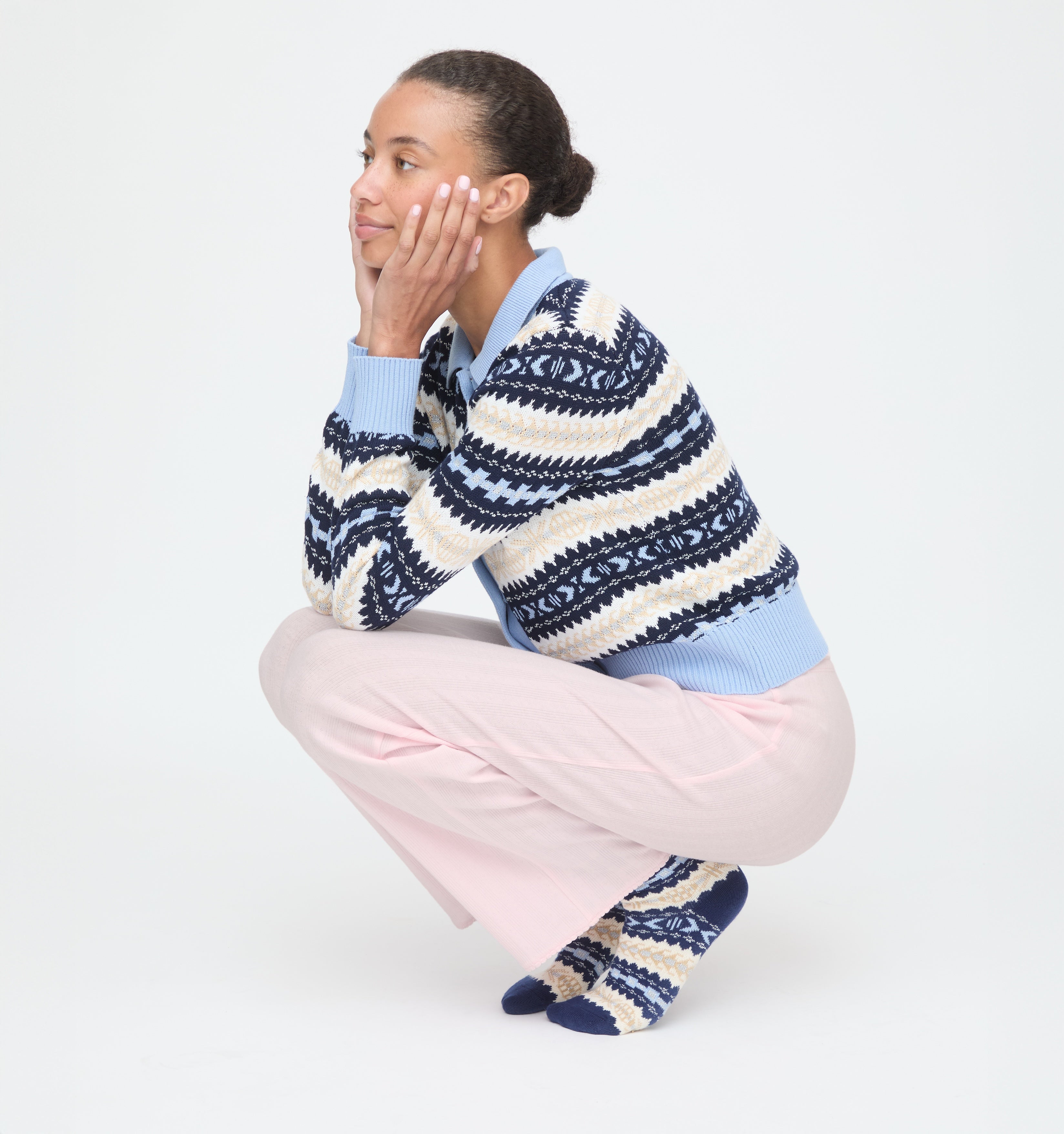 The Mairead Cardigan Fair Isle Socks in Blue Multi Fair Isle color: Blue Multi