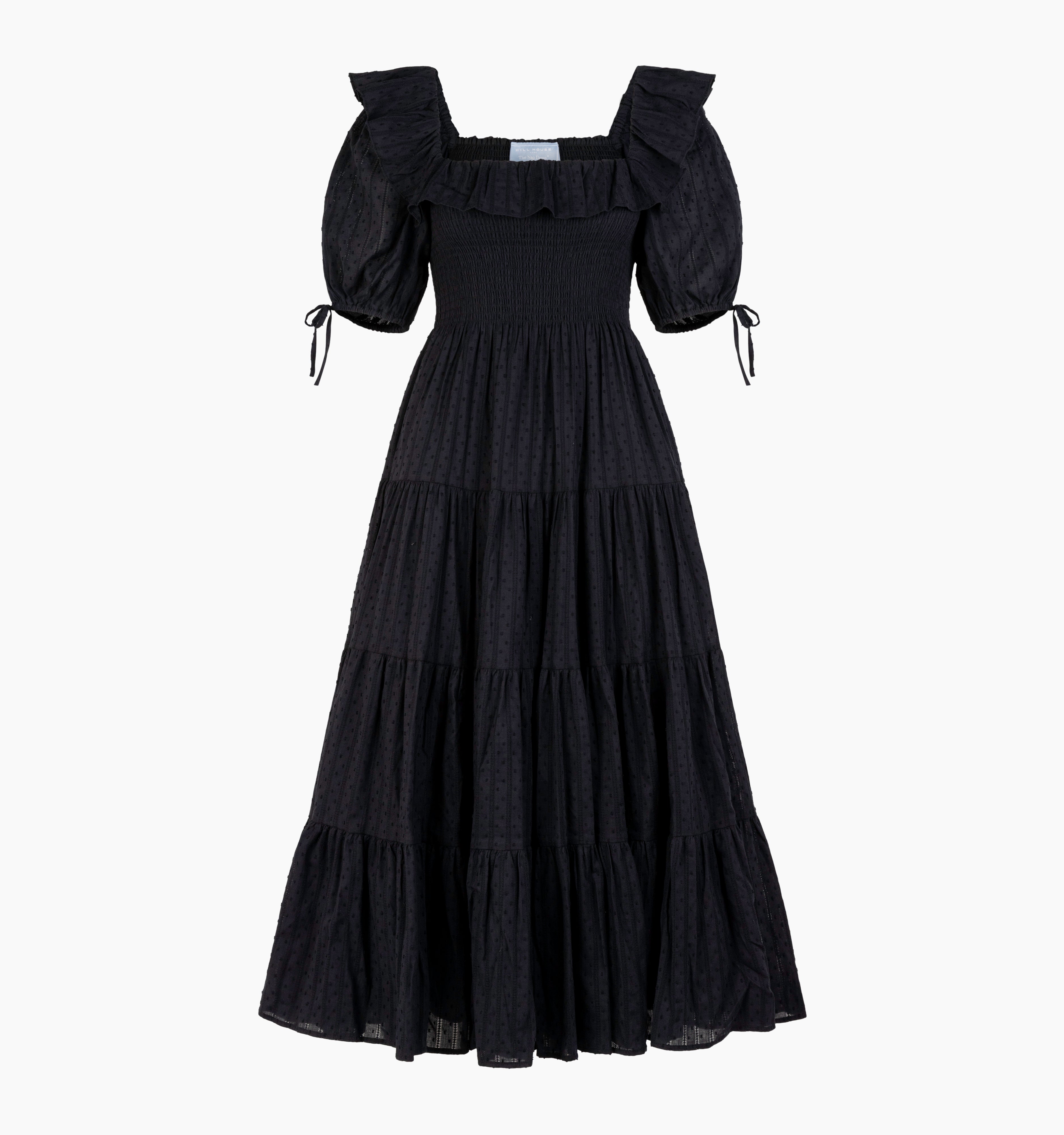The Corinne Nap Dress - Black Linear Swiss Dot