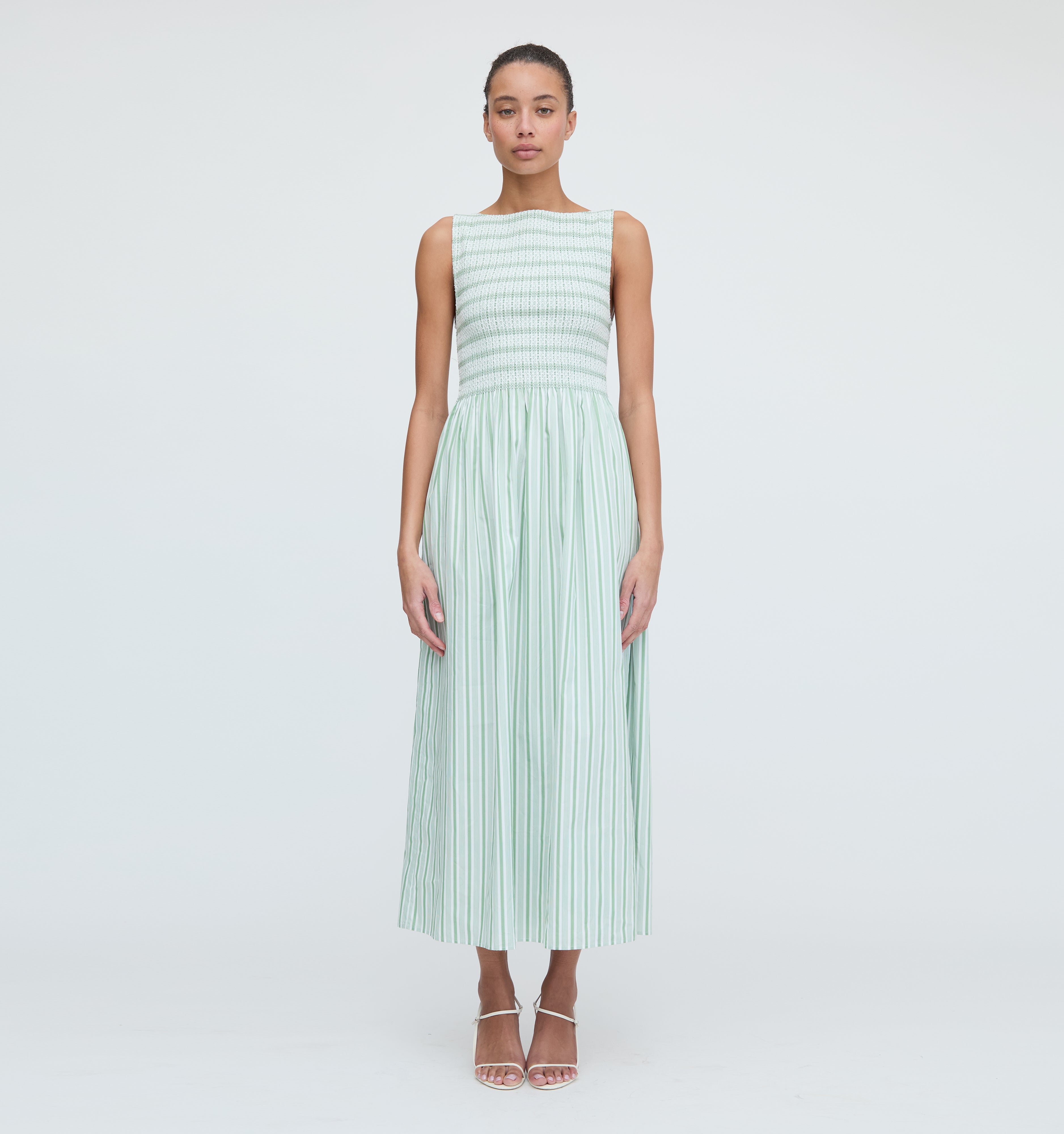 The Cosima Nap Dress - Apple Green Stripe