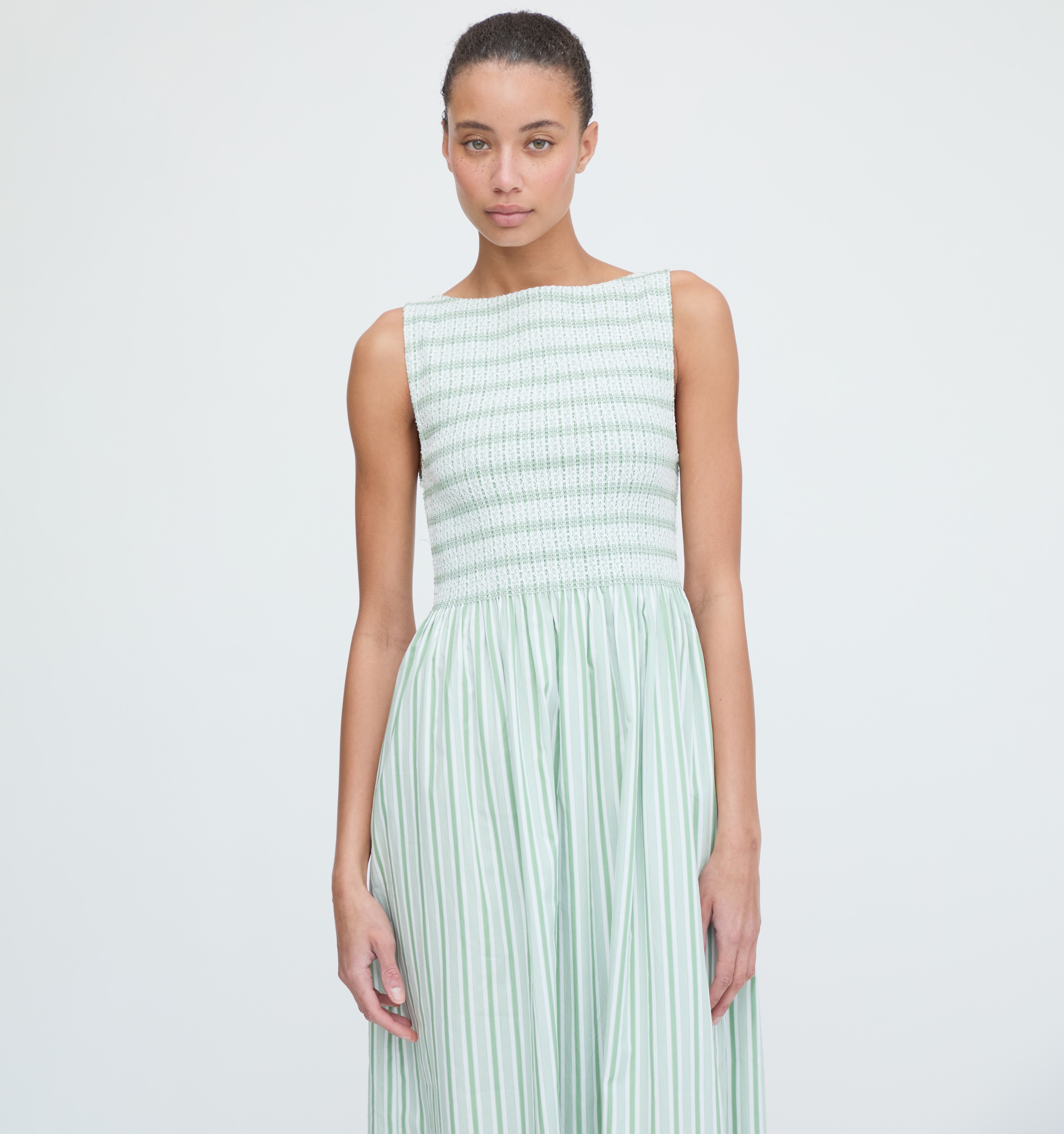 The Cosima Nap Dress - Apple Green Stripe