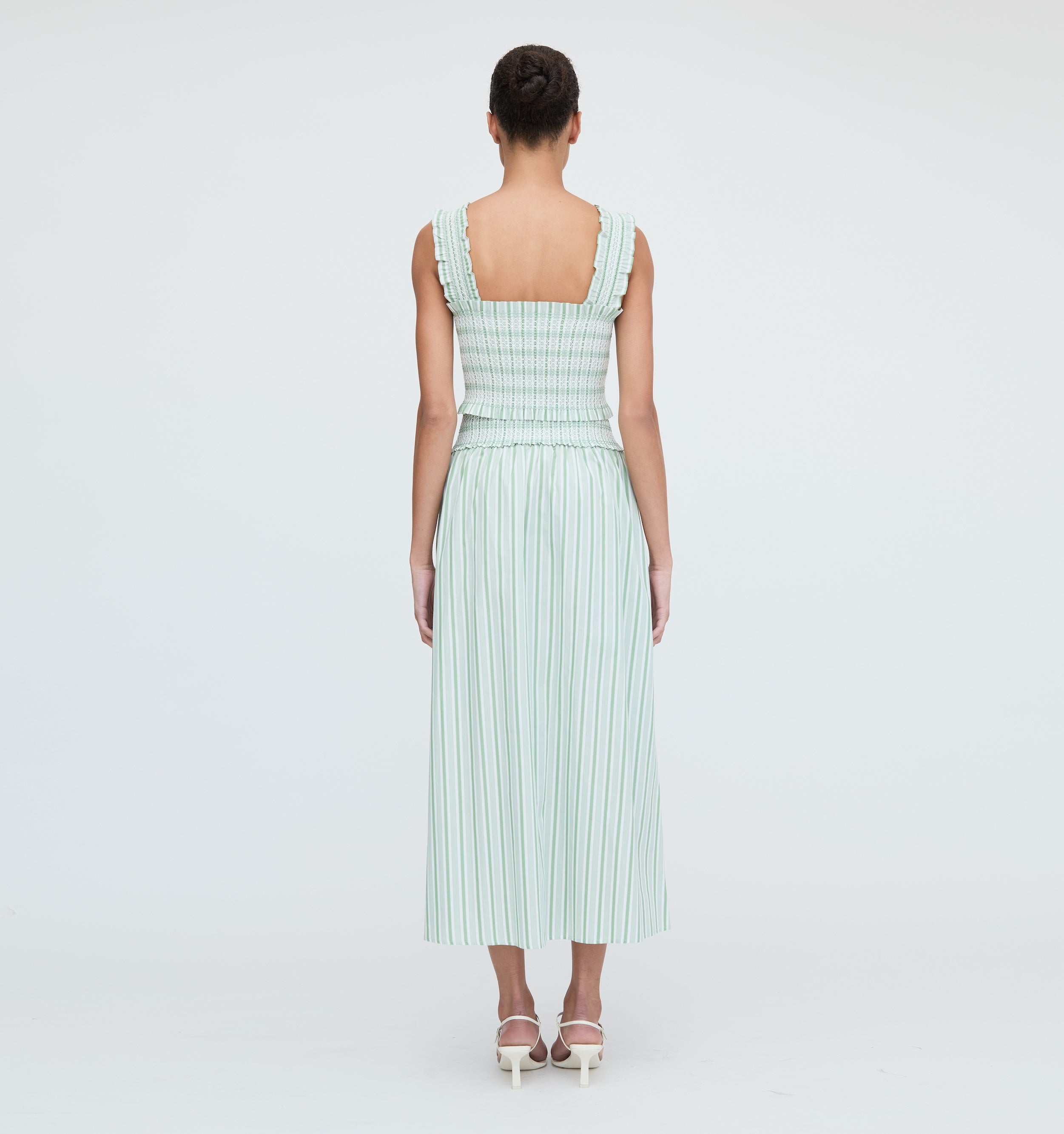 The Delphine Nap Skirt - Apple Green Stripe