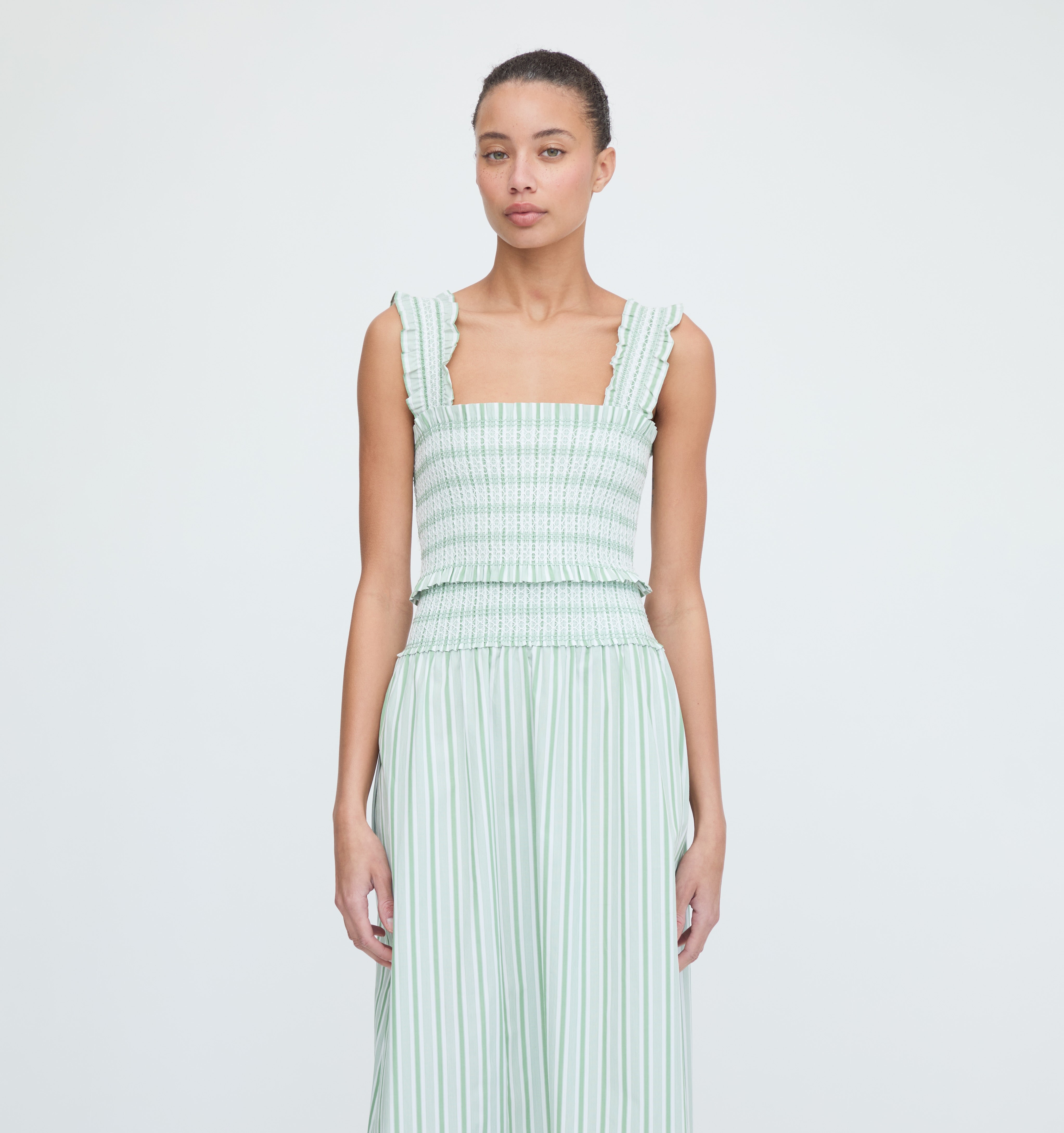 The Azalea Nap Top - Apple Green Stripe