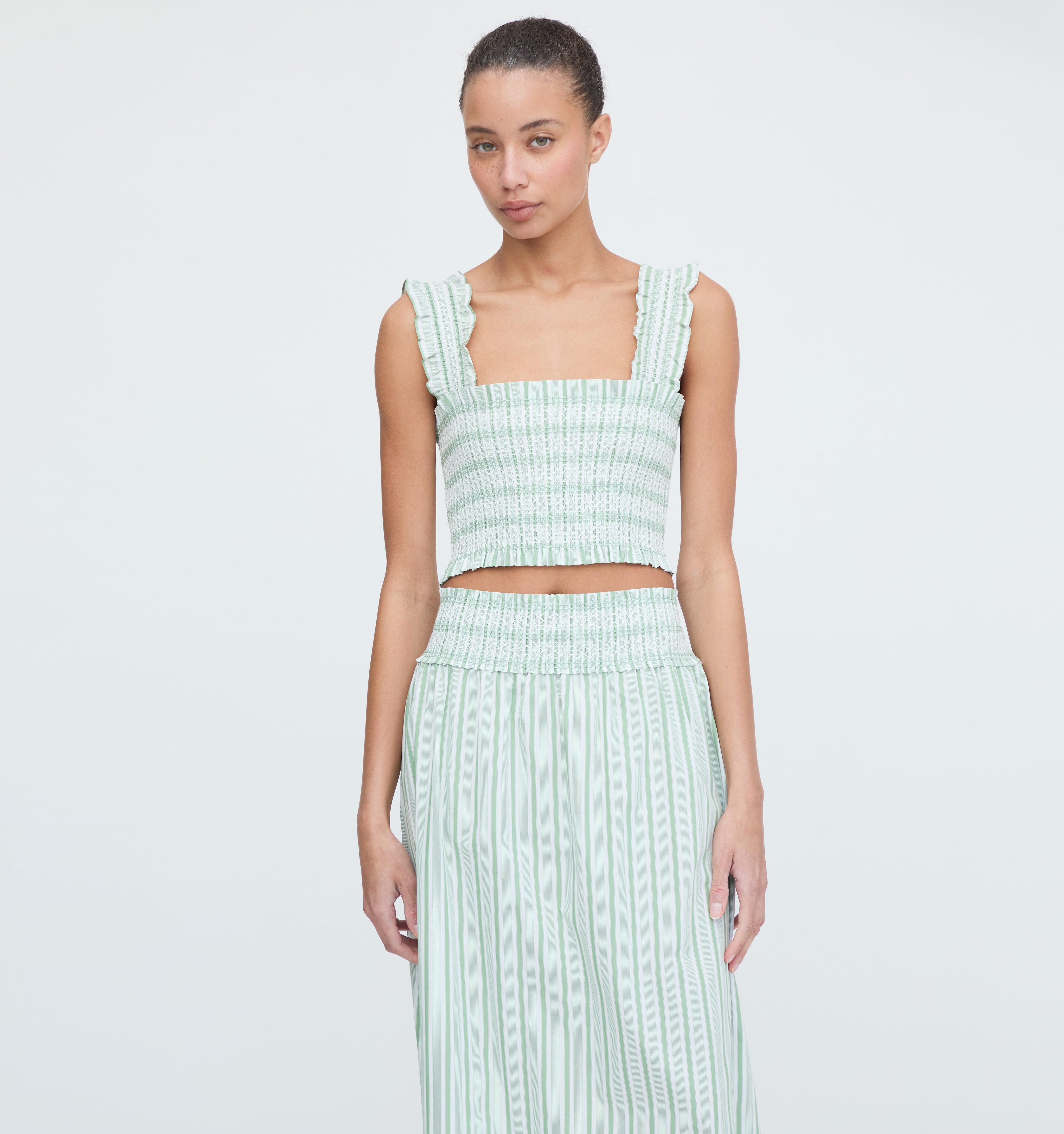The Azalea Nap Top - Apple Green Stripe