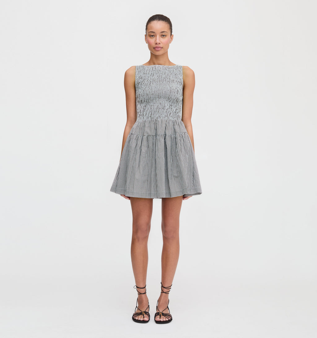 The Cosima Mini Nap Dress | Black/Sand Gingham / S