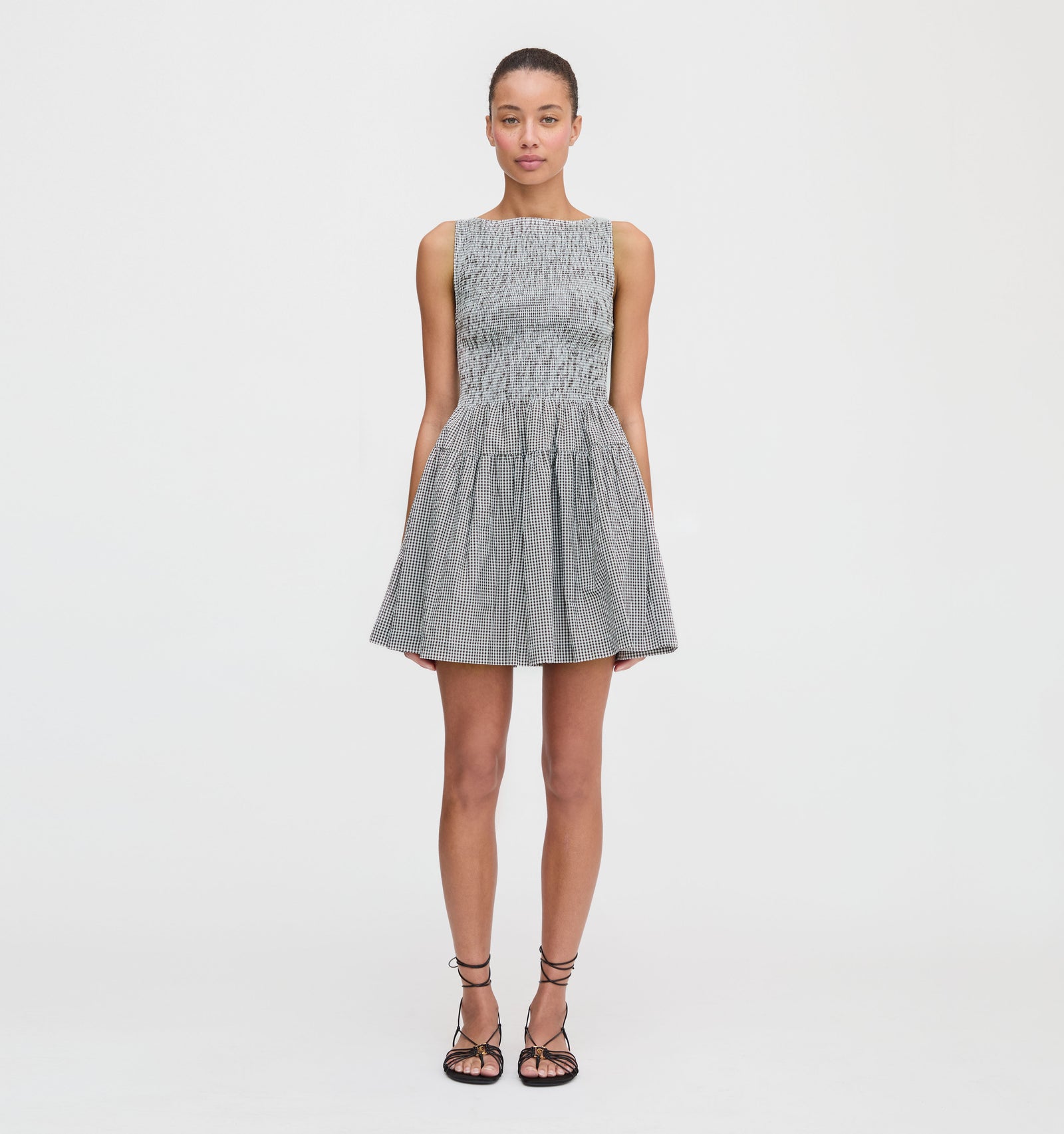 Hill House Home Women's The Cosima Mini Nap Dress - Black Sand Gingham - Size XL