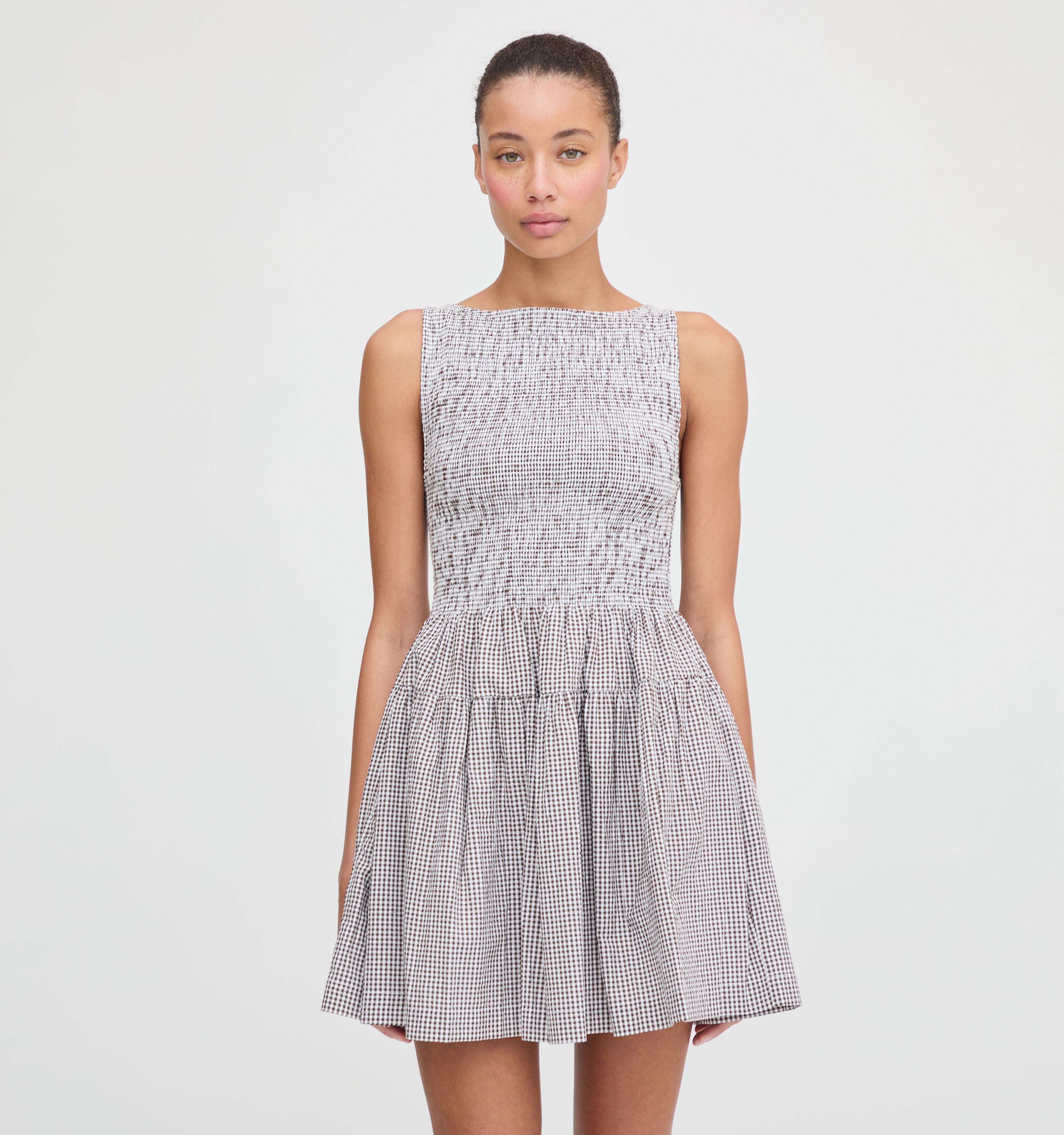 The Cosima Mini Nap Dress - Chocolate Gingham