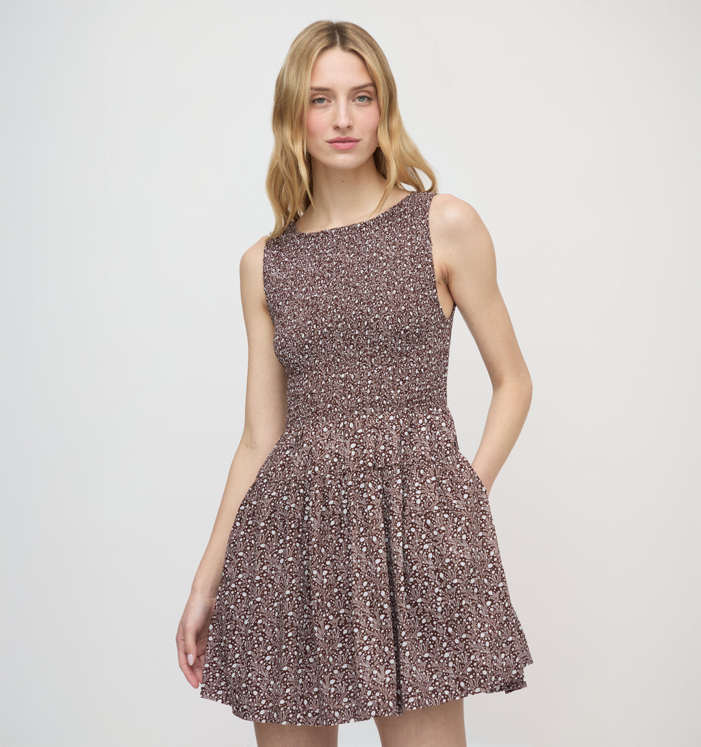 Hill House Home The Cosima Mini Nap Dress - Chocolate Ditsy Thistle