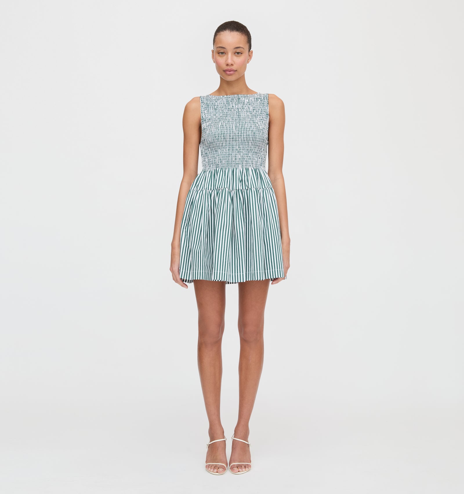 The Cosima Mini Nap Dress - Green Stripe