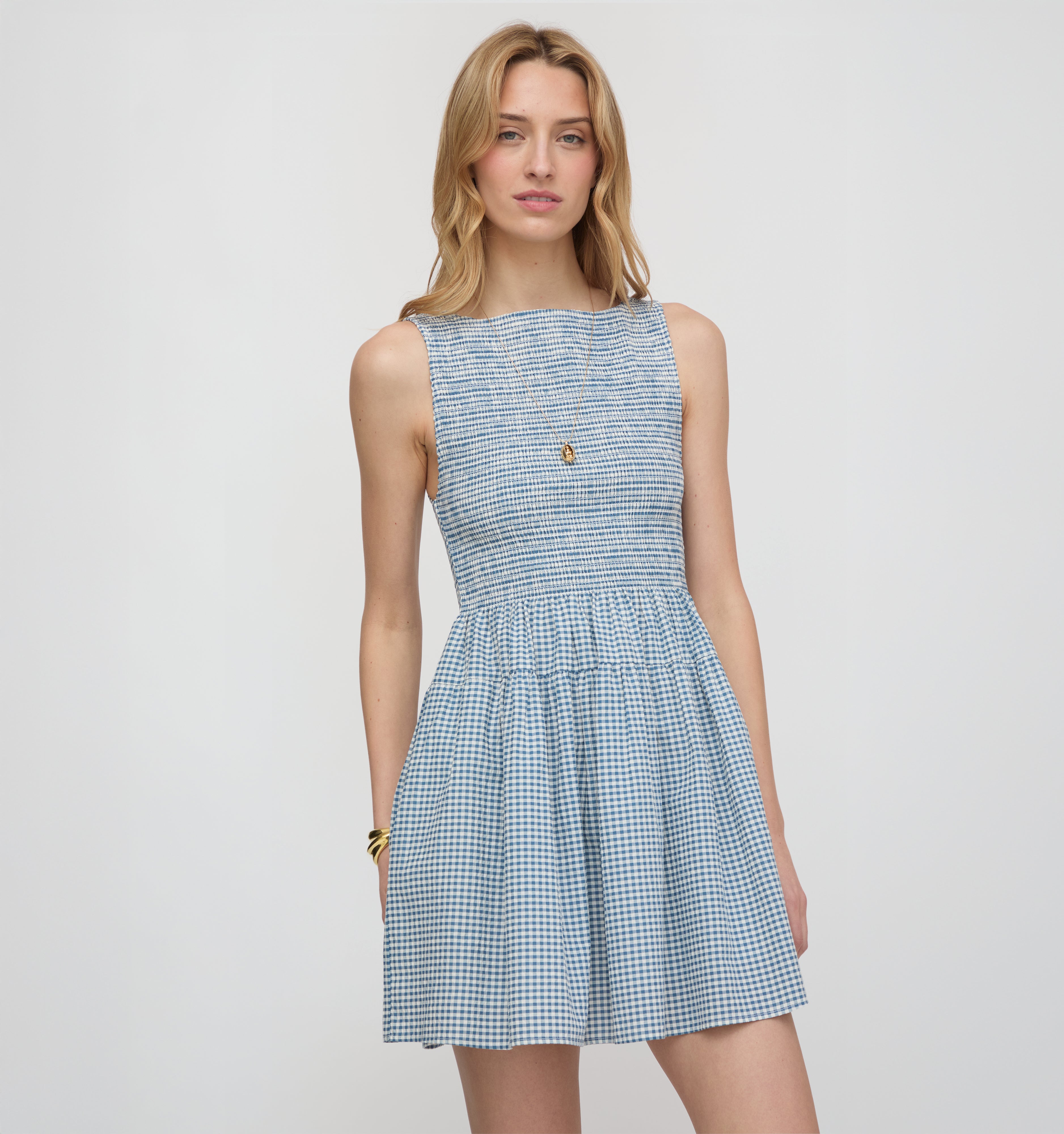 The Cosima Mini Nap Dress - Lagoon Gingham – Hill House Home