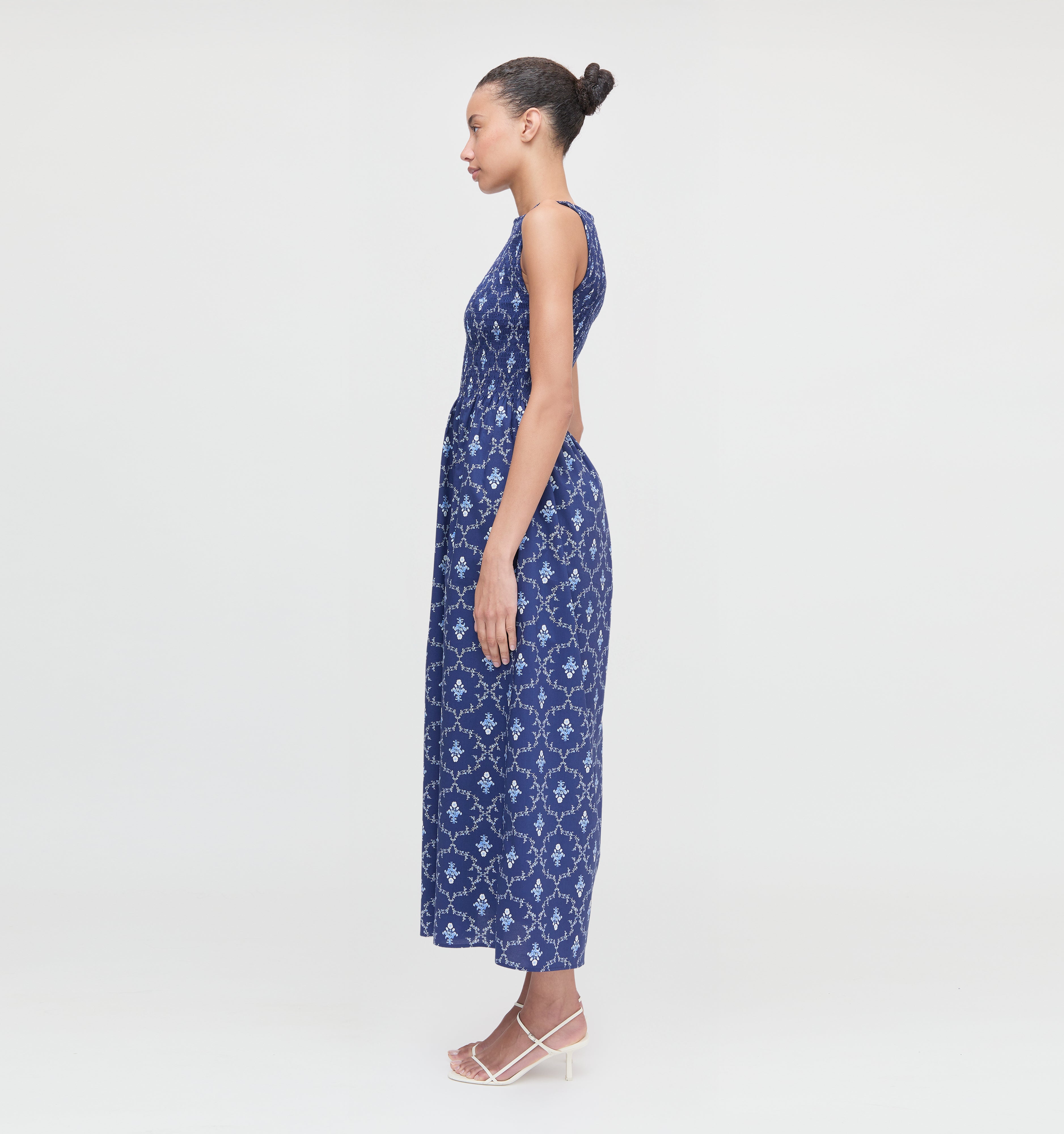 The Cosima Nap Dress - Navy Trellis