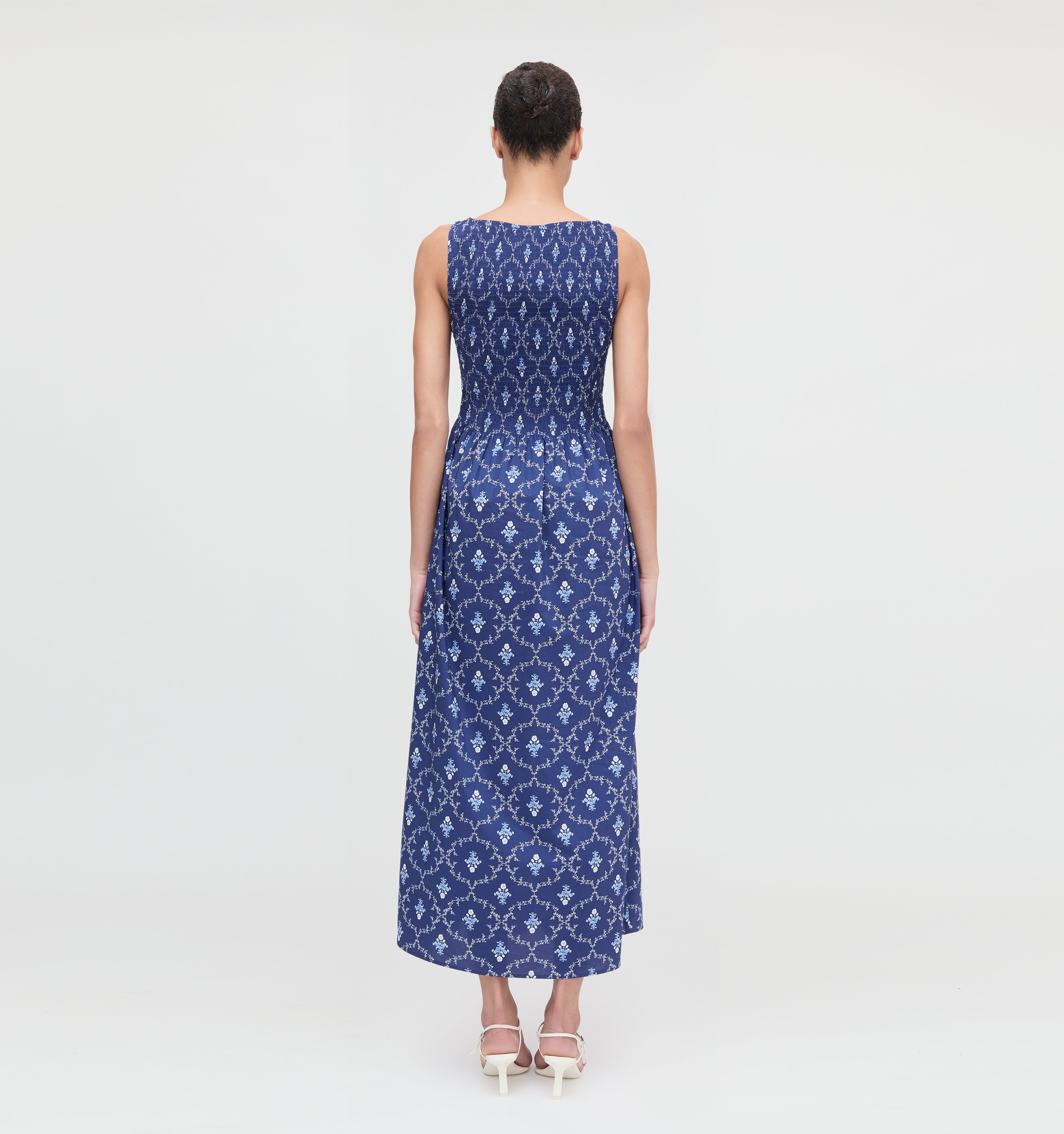 The Cosima Nap Dress - Navy Trellis