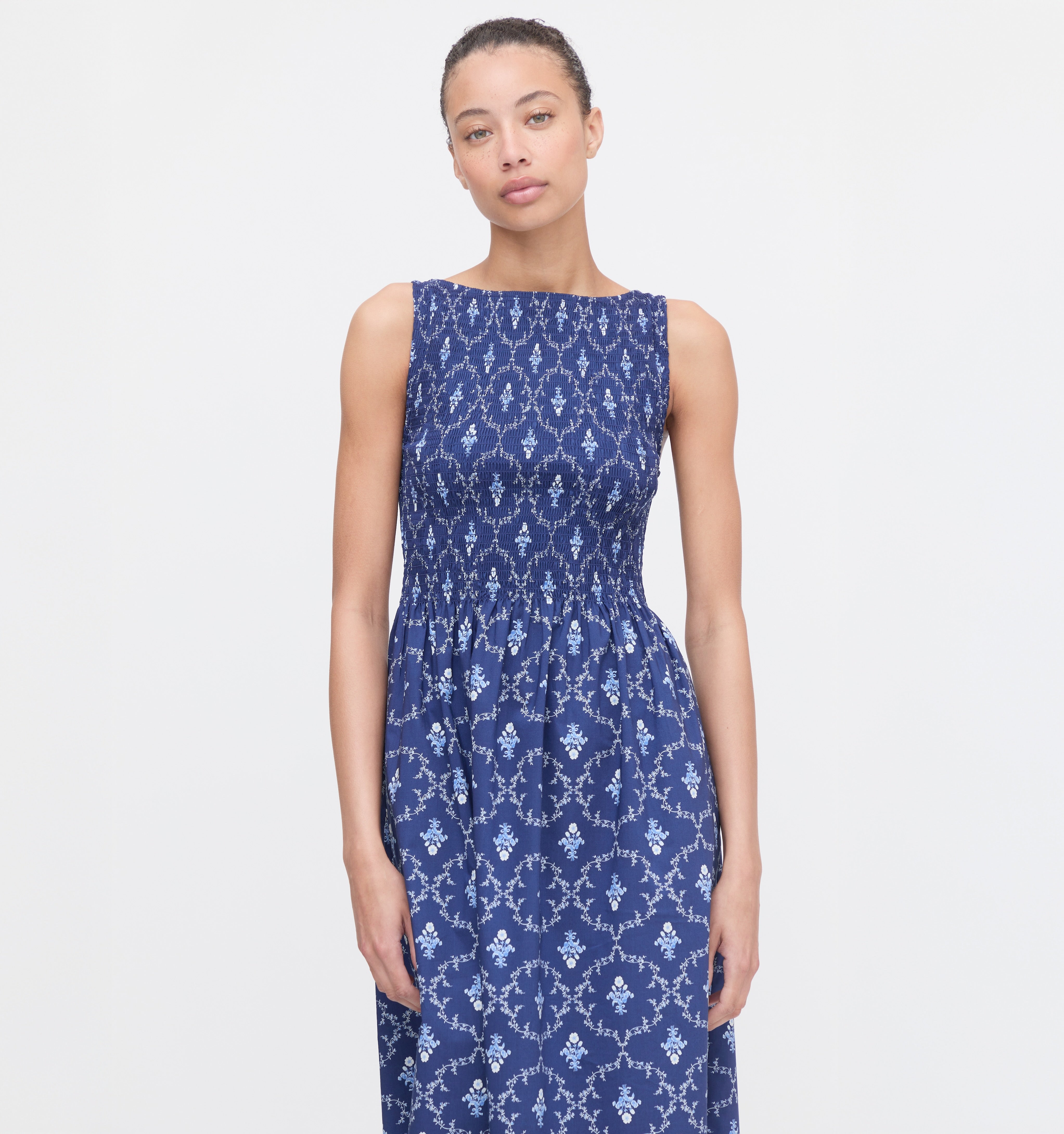 The Cosima Nap Dress - Navy Trellis – Hill House Home