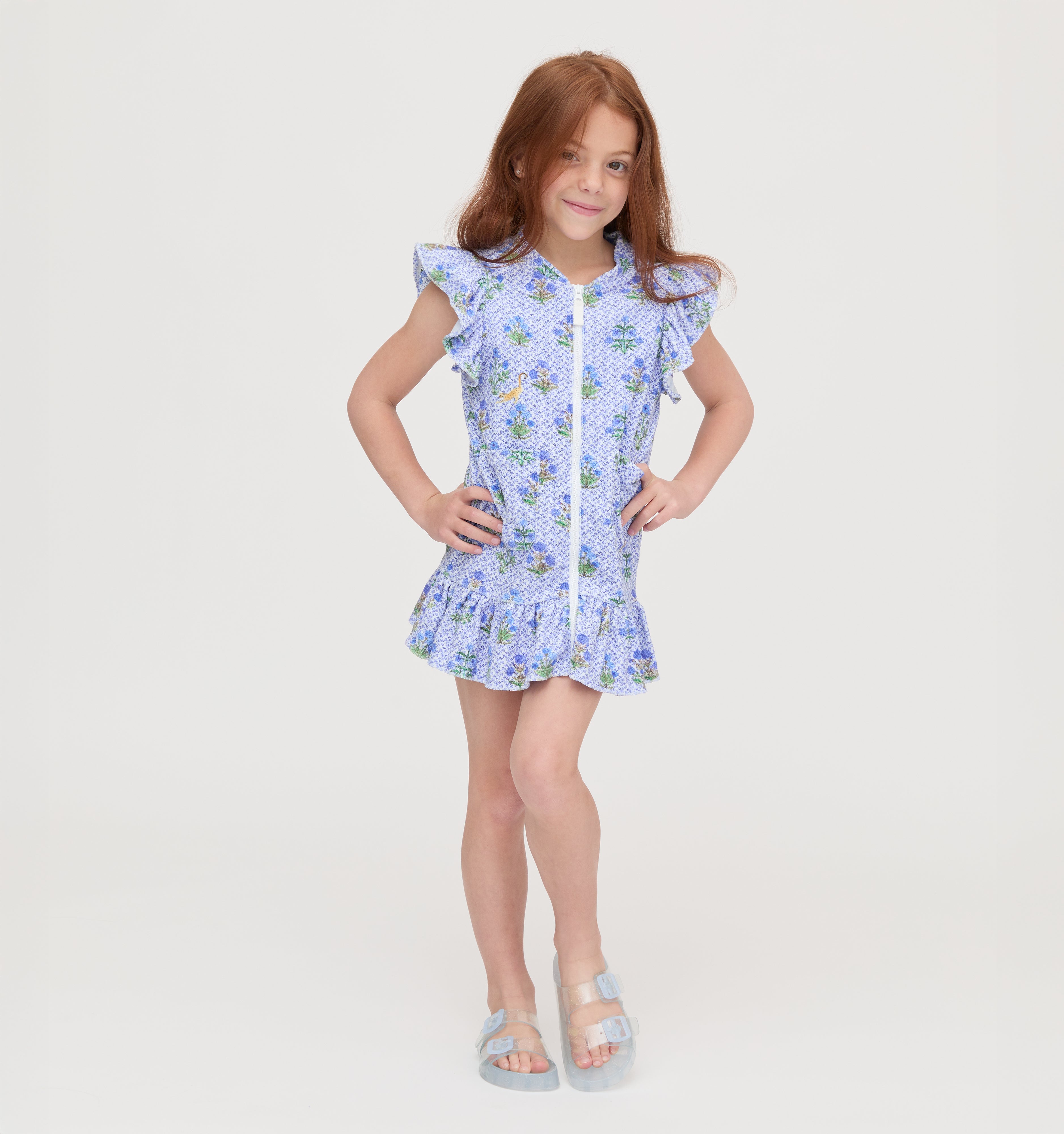 The Tiny Frankie Beach Dress - Blue Block Print