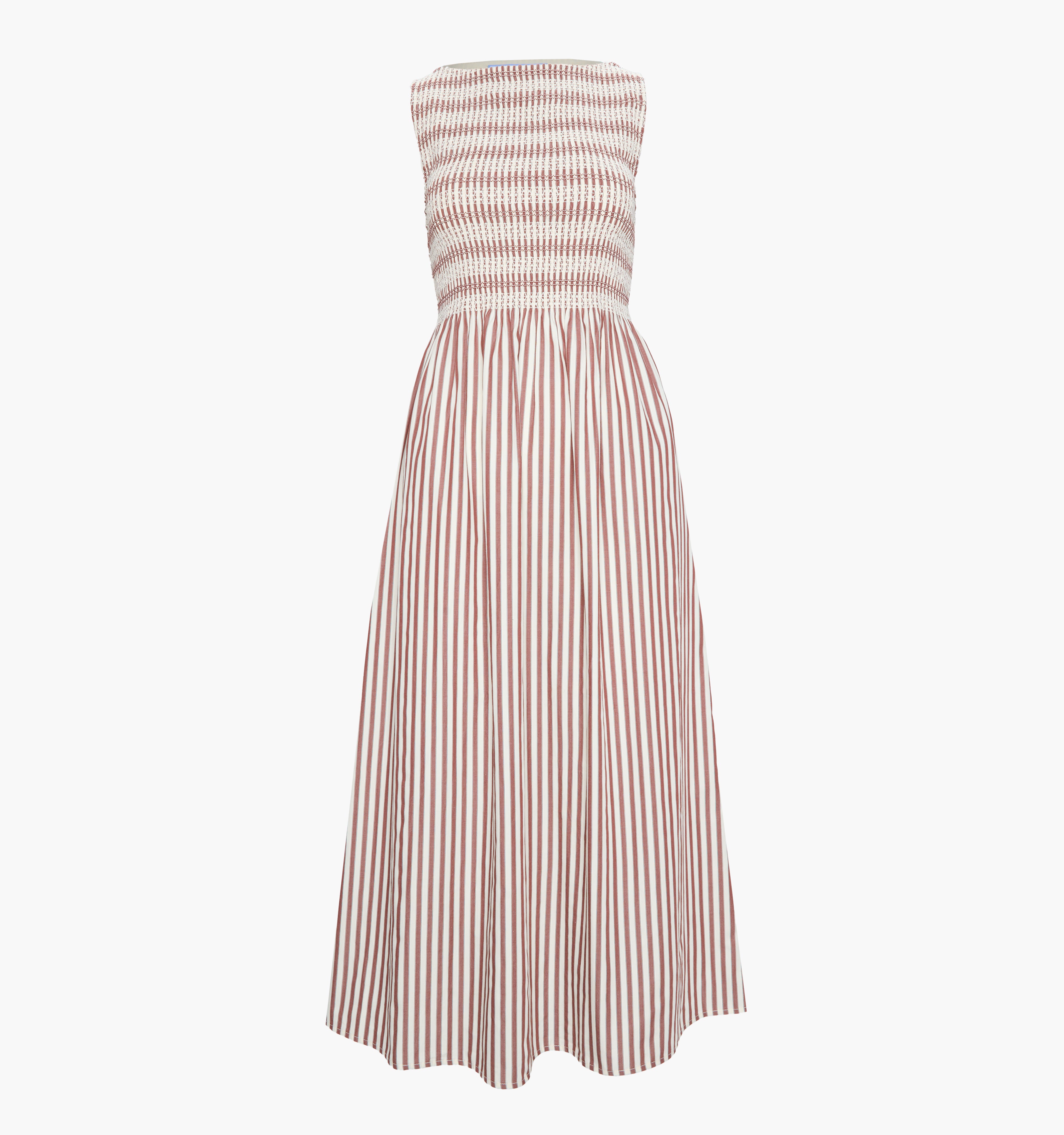 The Cosima Nap Dress in Rust Stripe color: Rust Stripe