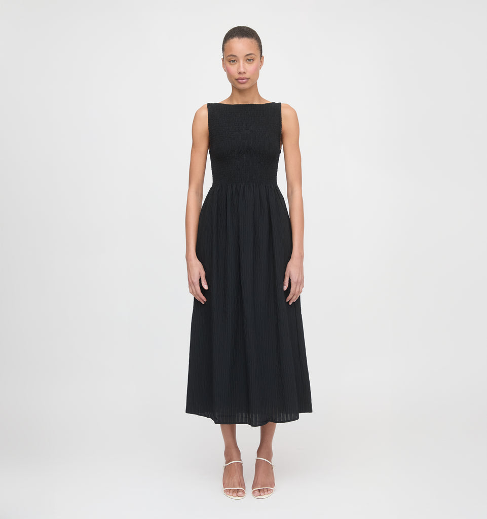 The Cosima Nap Dress - Black Tonal Seersucker – Hill House Home