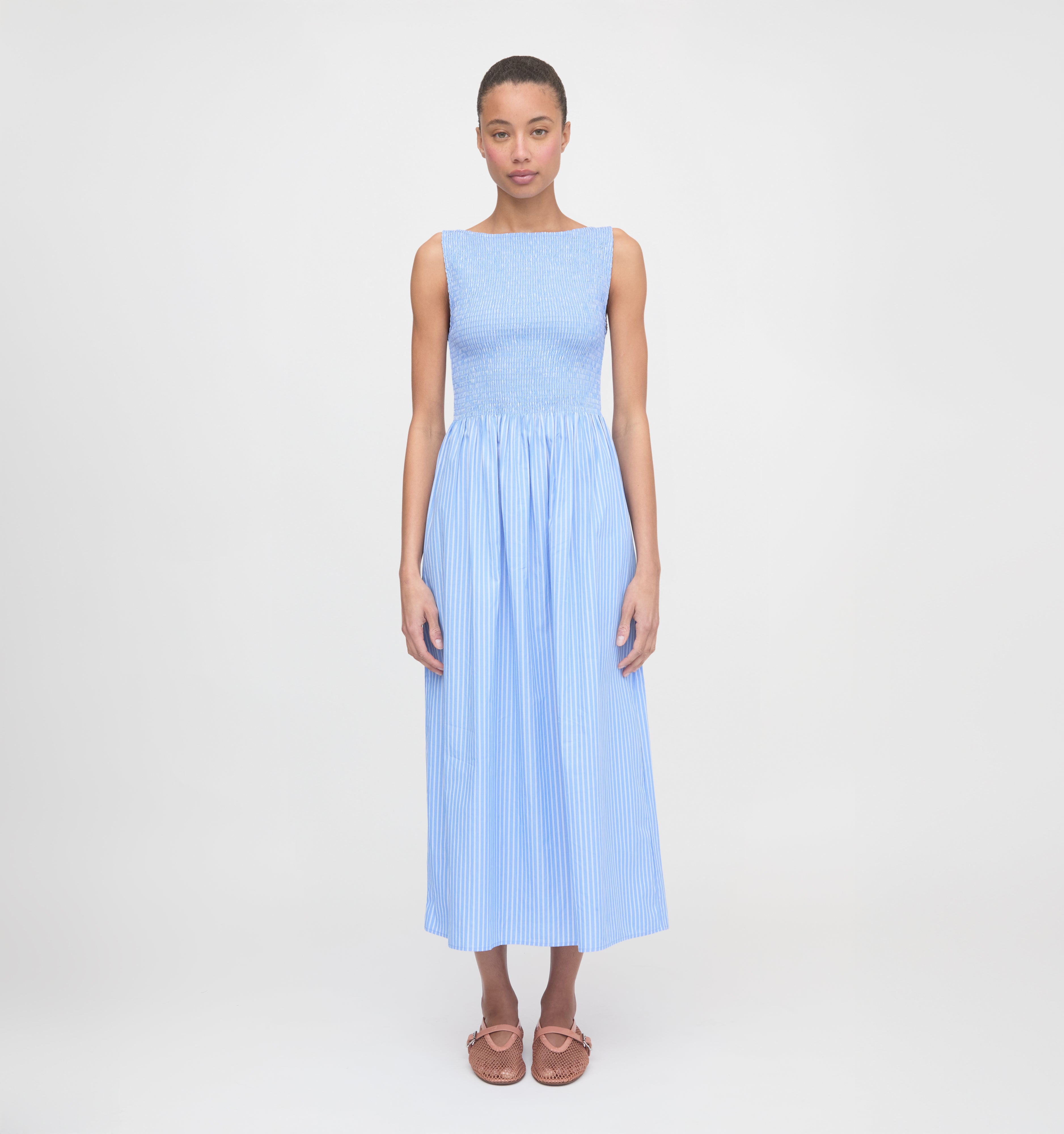 The Cosima Nap Dress - Bluebird Tonal Seersucker – Hill House Home