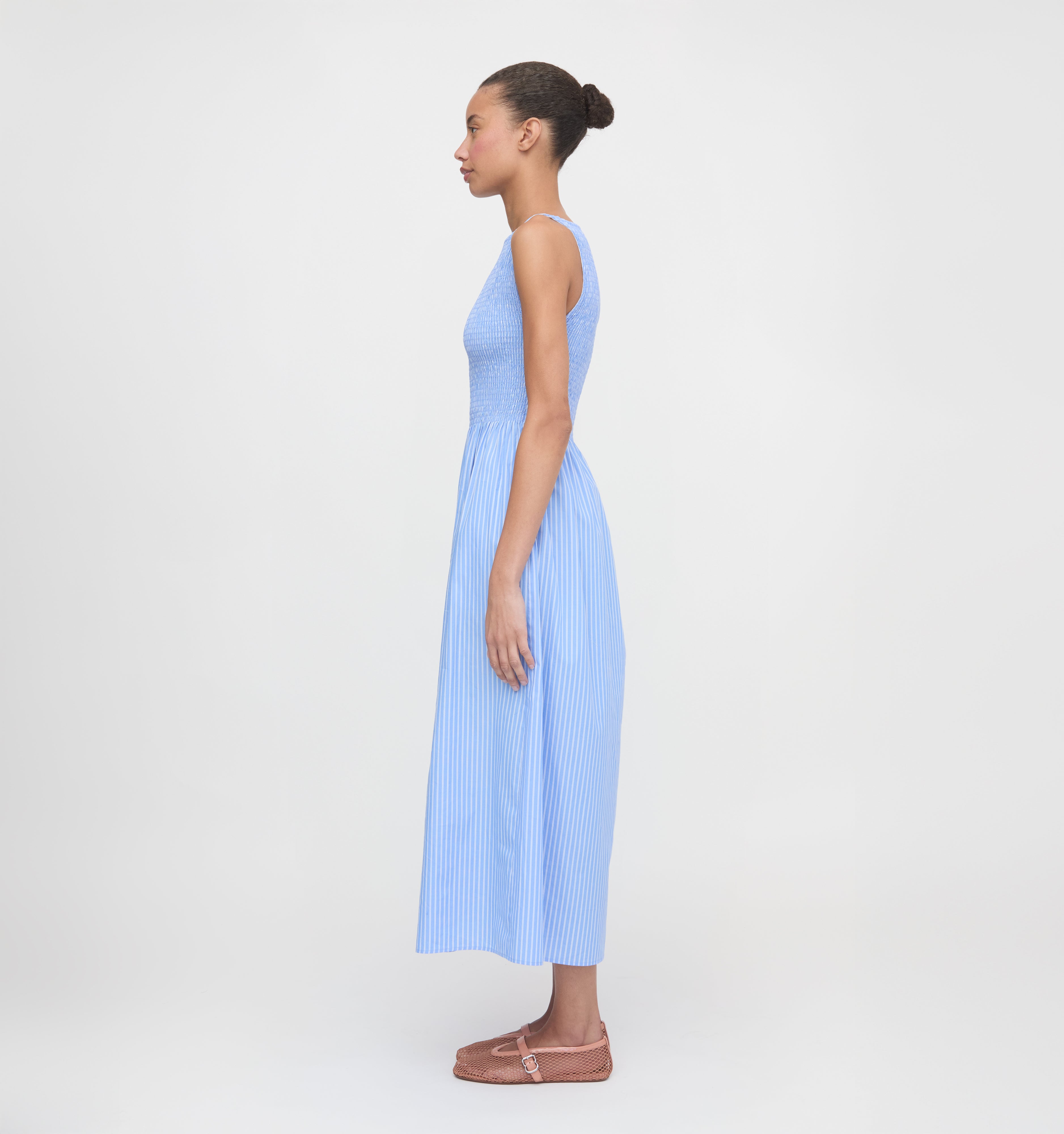 The Cosima Nap Dress - Bluebird Tonal Seersucker – Hill House Home