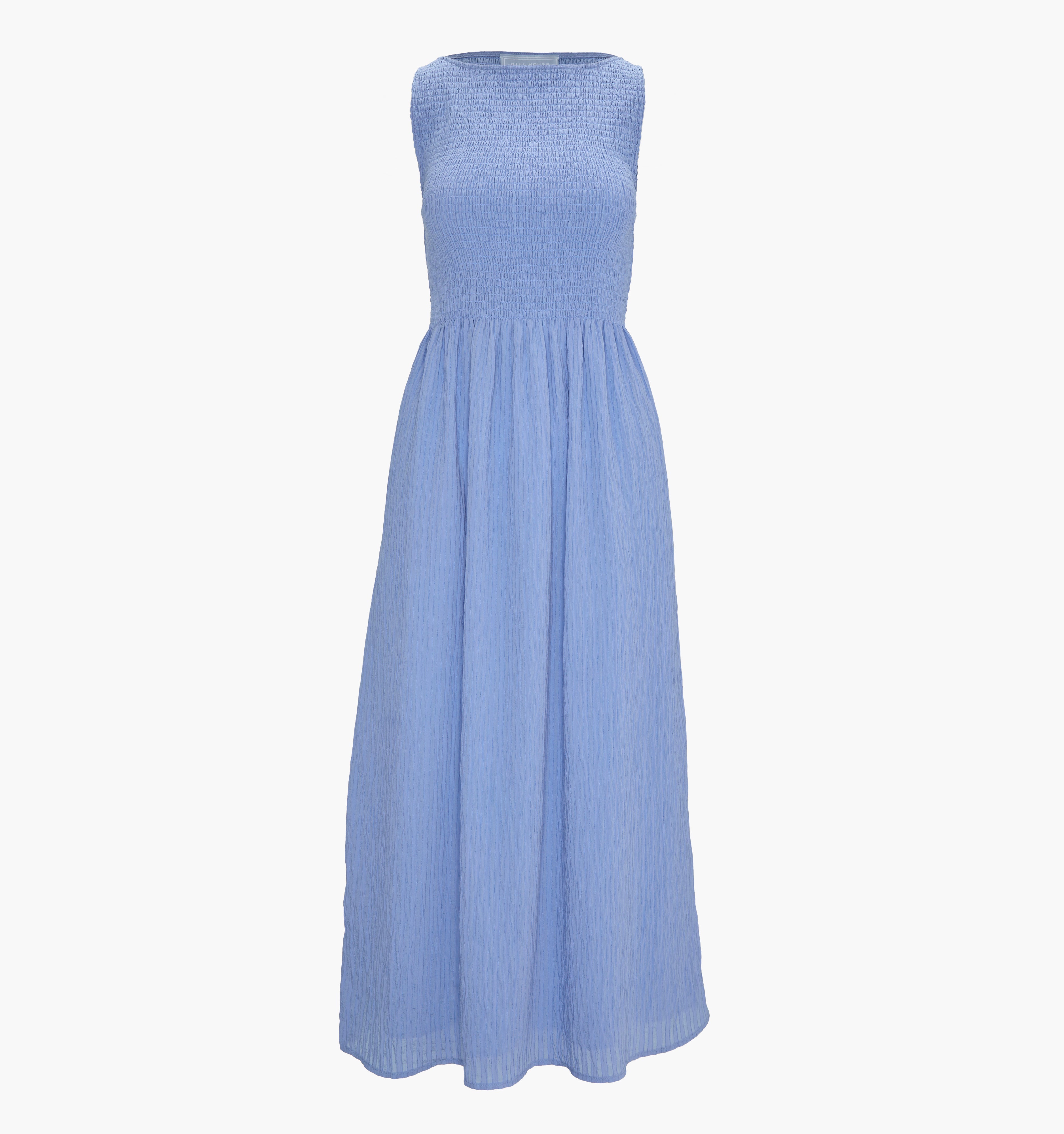 The Cosima Nap Dress - Bluebird Tonal Seersucker