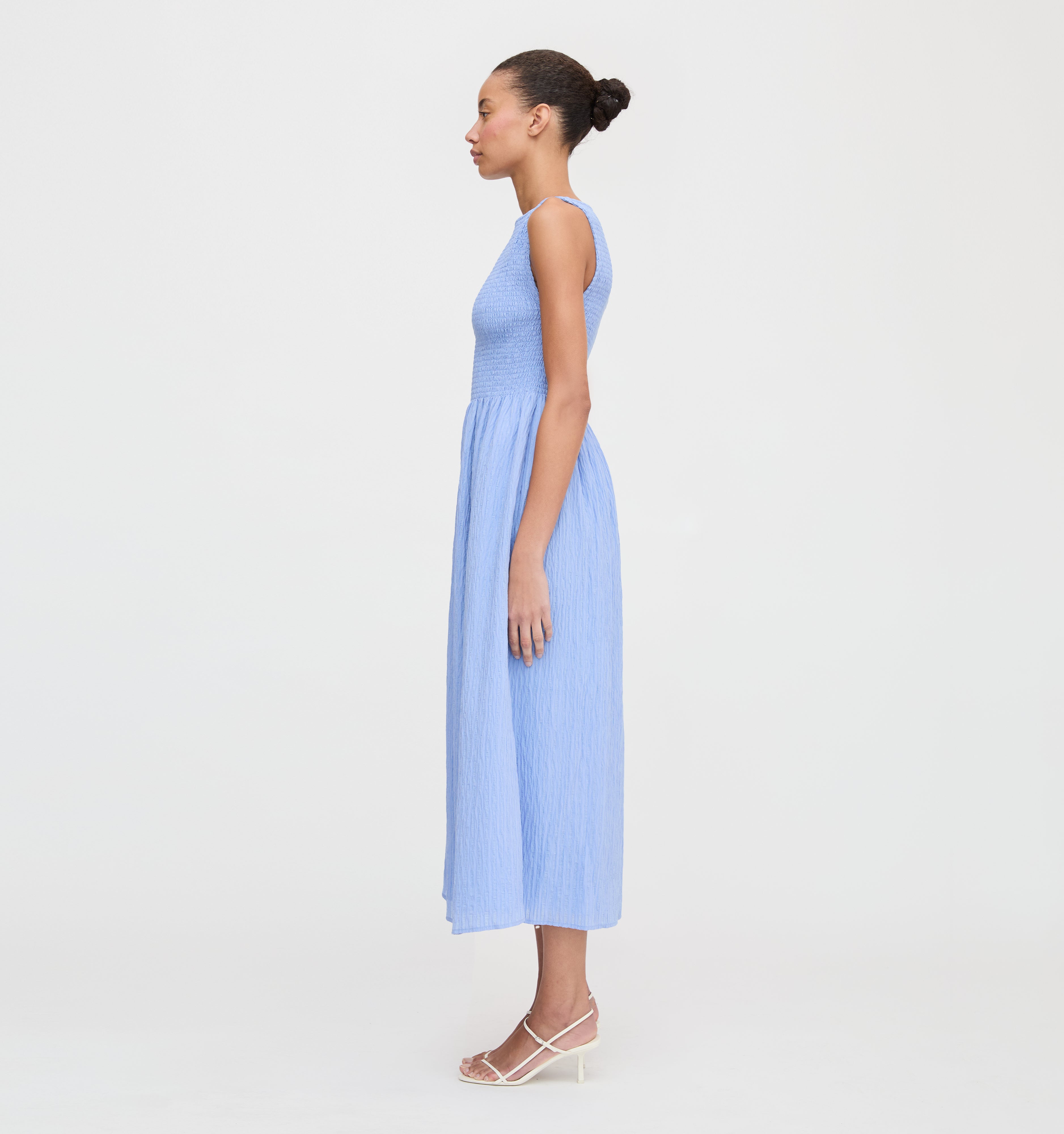 The Cosima Nap Dress - Bluebird Tonal Seersucker
