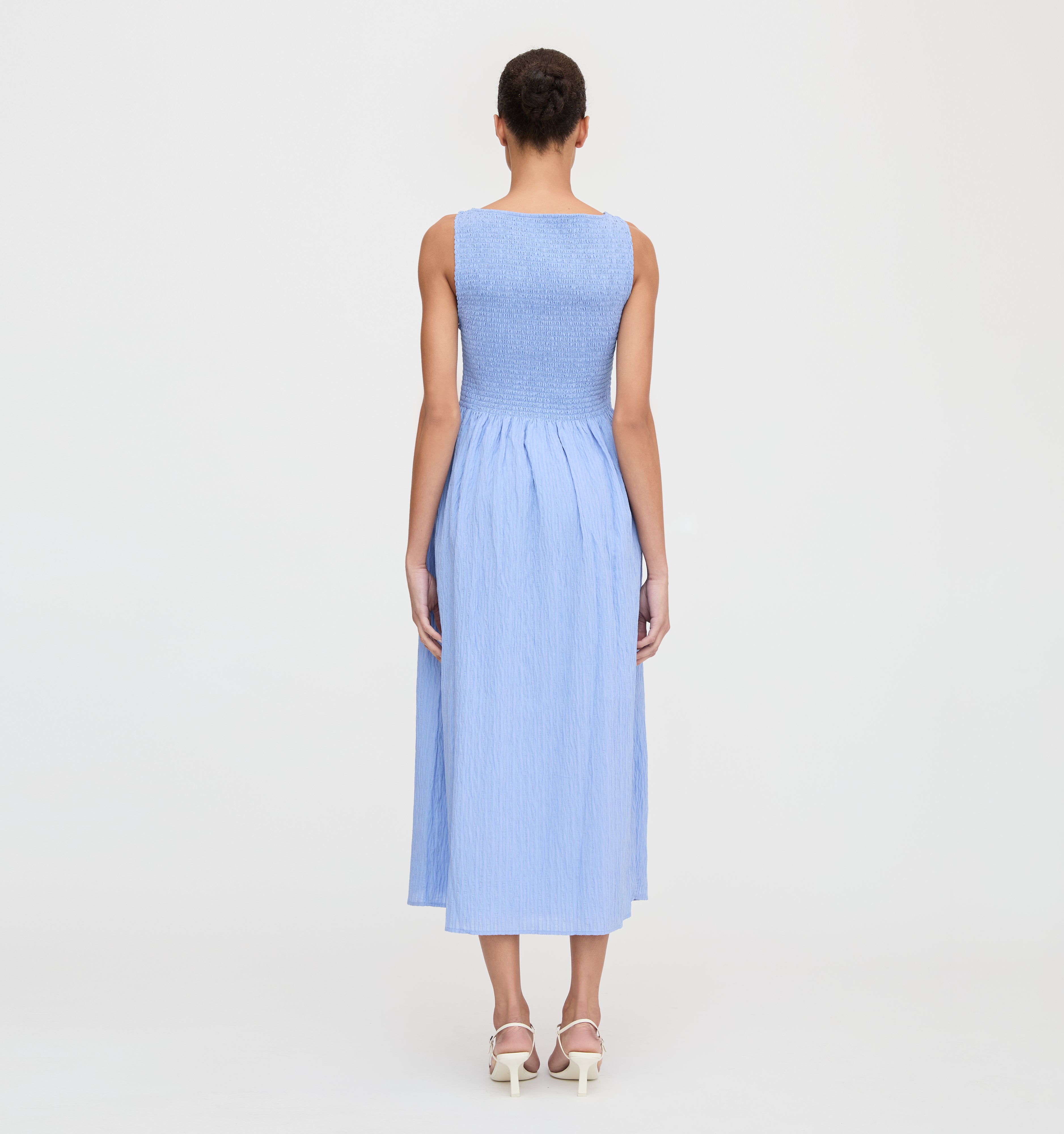 The Cosima Nap Dress - Bluebird Tonal Seersucker