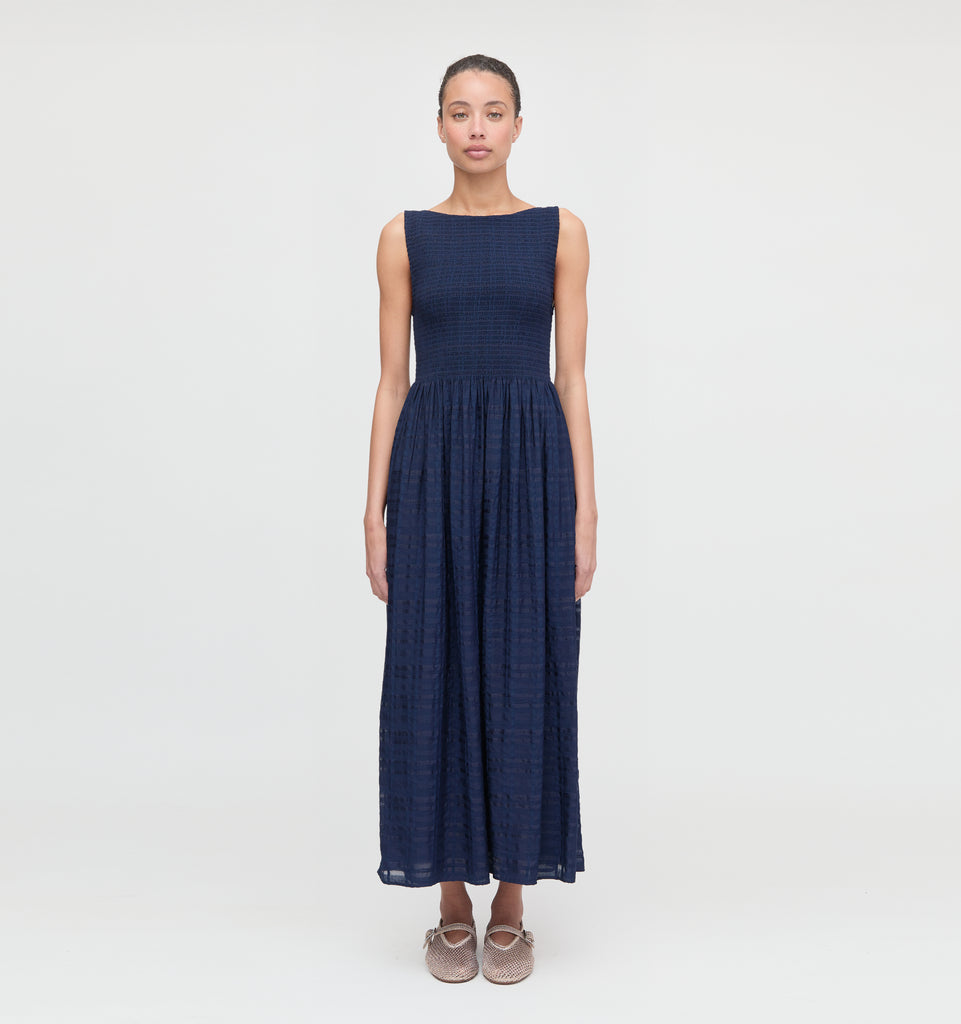 ワンピース 70 dress navy house on the hill The Daphne Dress - Navy Cotton – Hill House Home