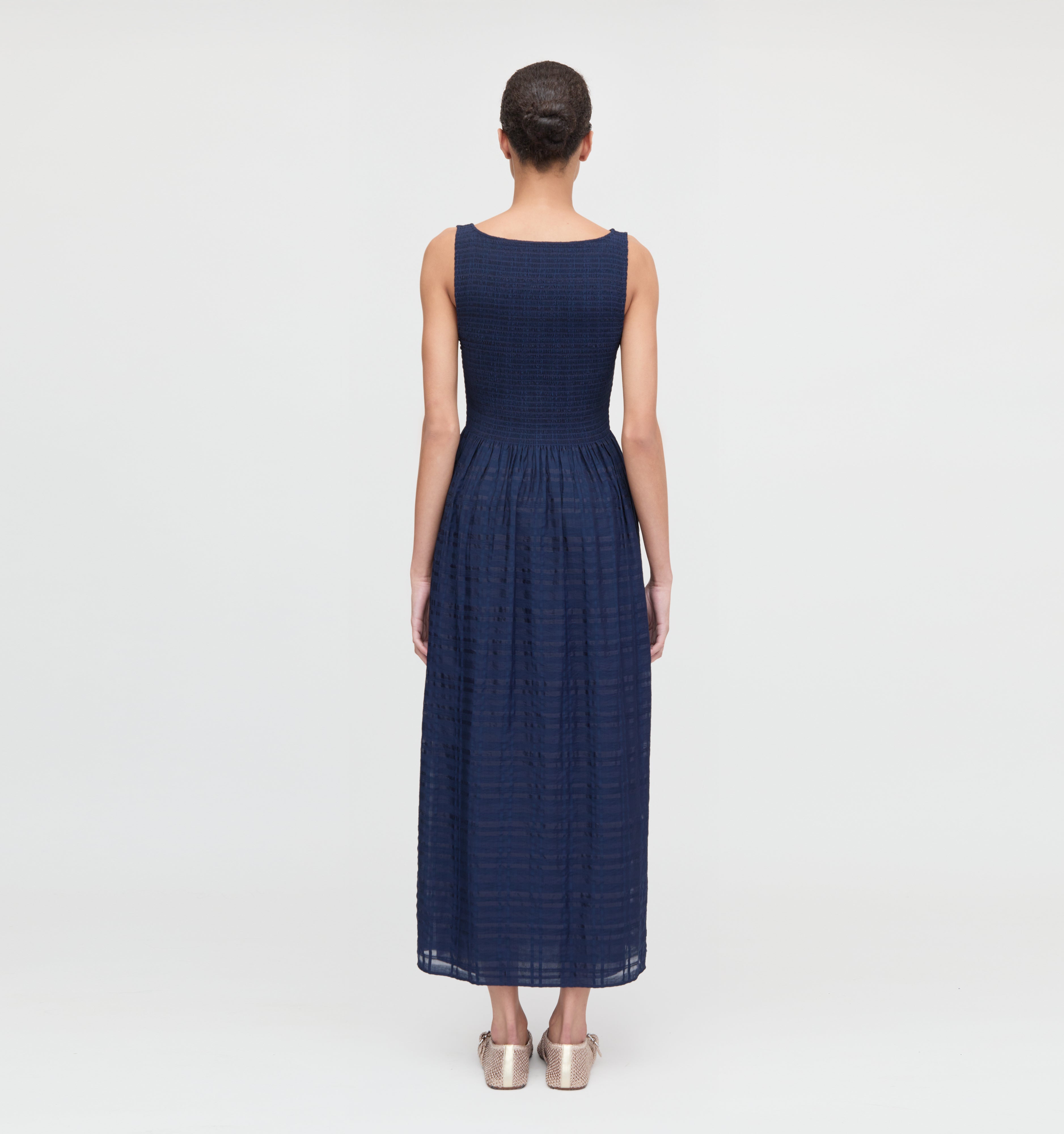 The Cosima Nap Dress - Navy Sheer Plaid
