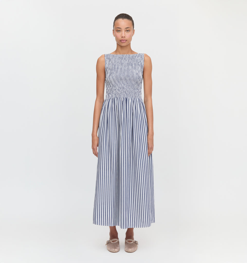 The Cosima Nap Dress - Navy Stripe – Hill House Home