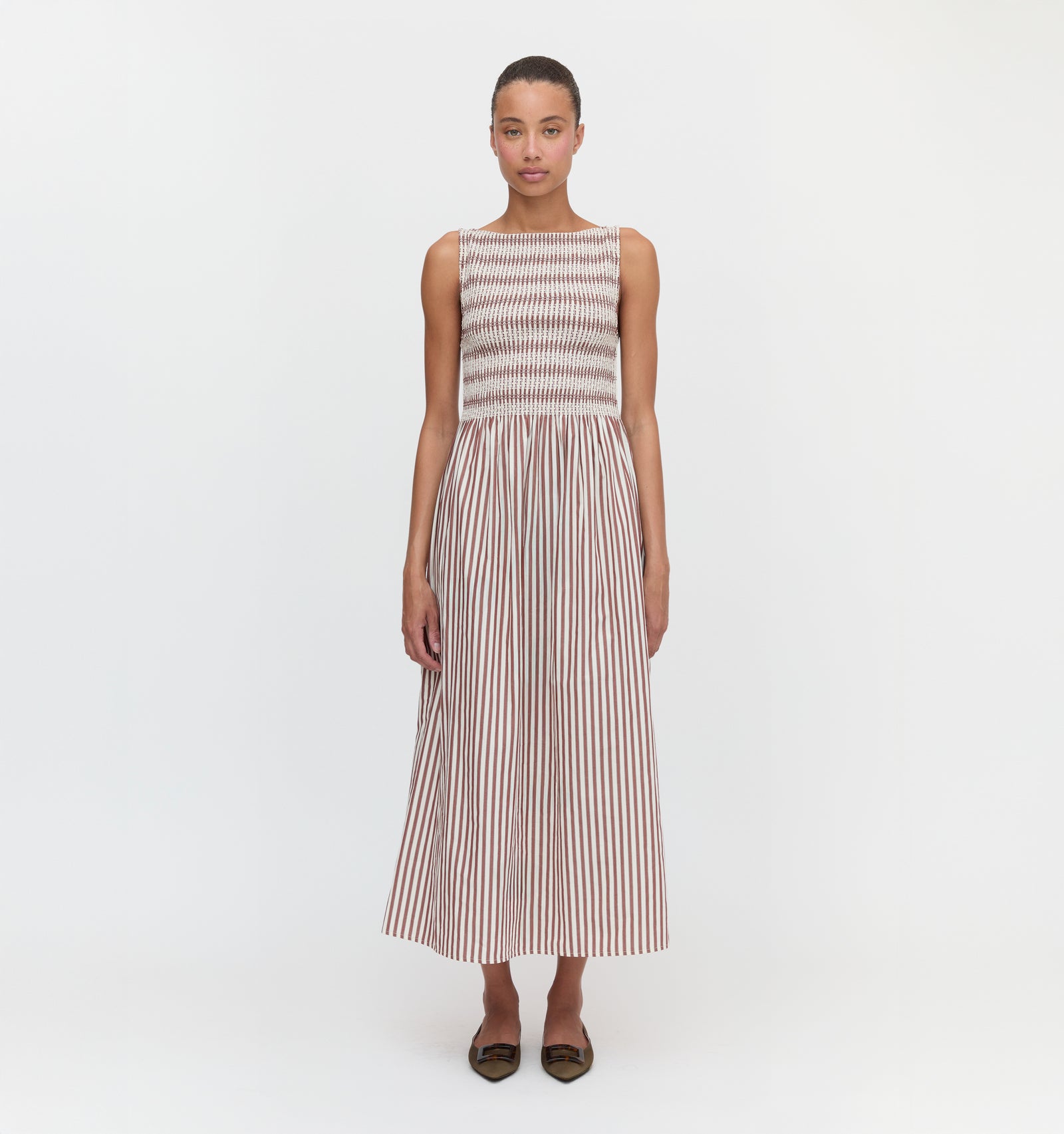 The Cosima Nap Dress in Rust Stripe