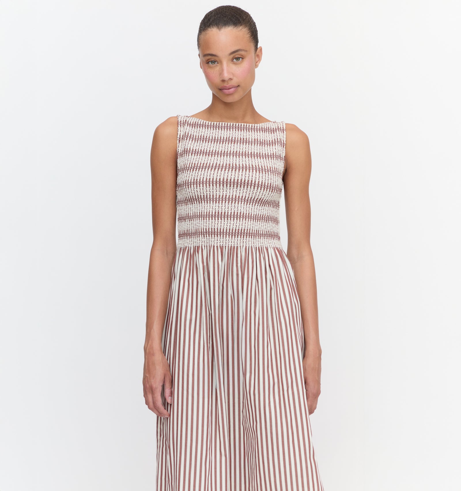 The Cosima Nap Dress in Rust Stripe